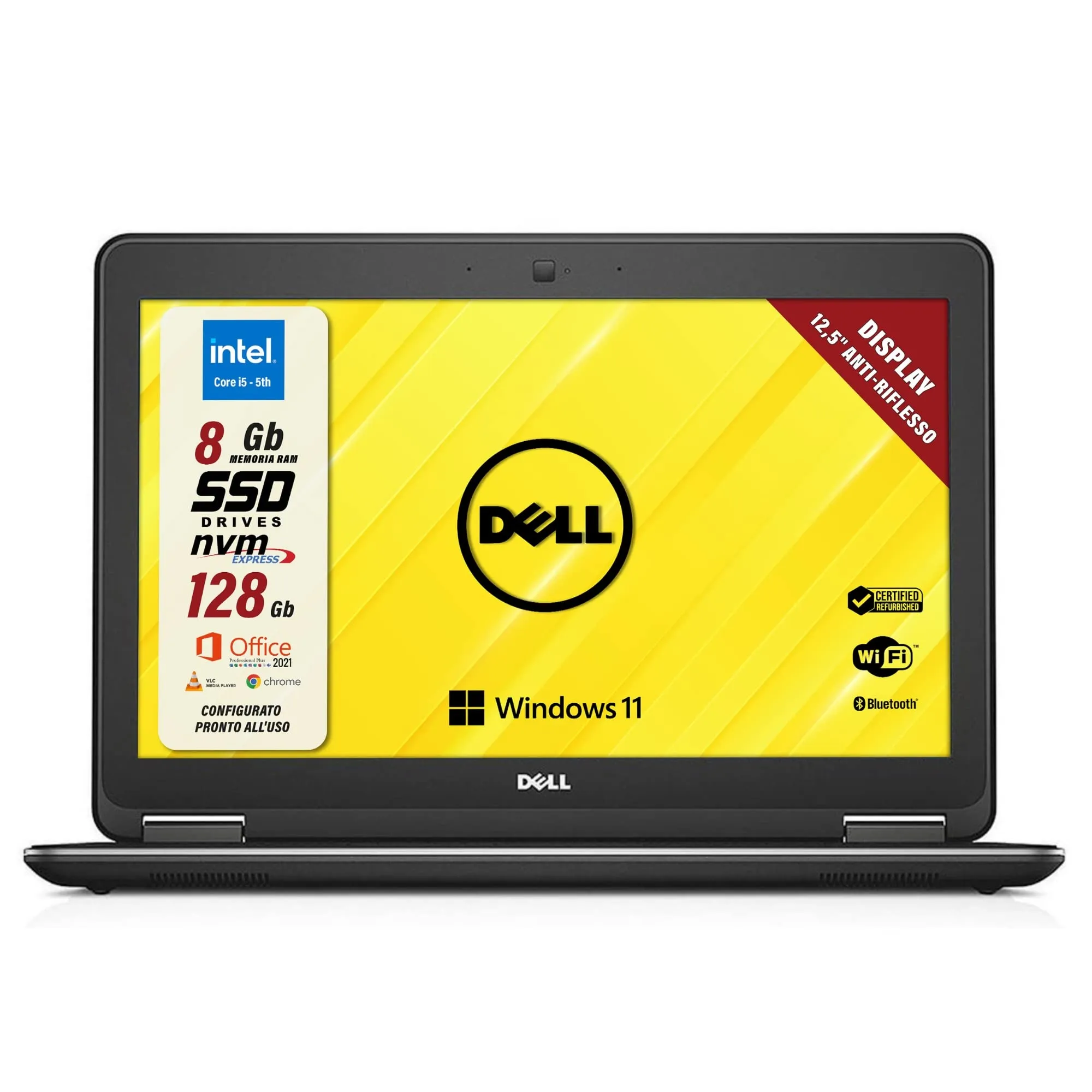 Dell Latitude E7250 Ricondizionato - Intel i5, 8GB RAM, 128GB SSD, Windows 11 Pro