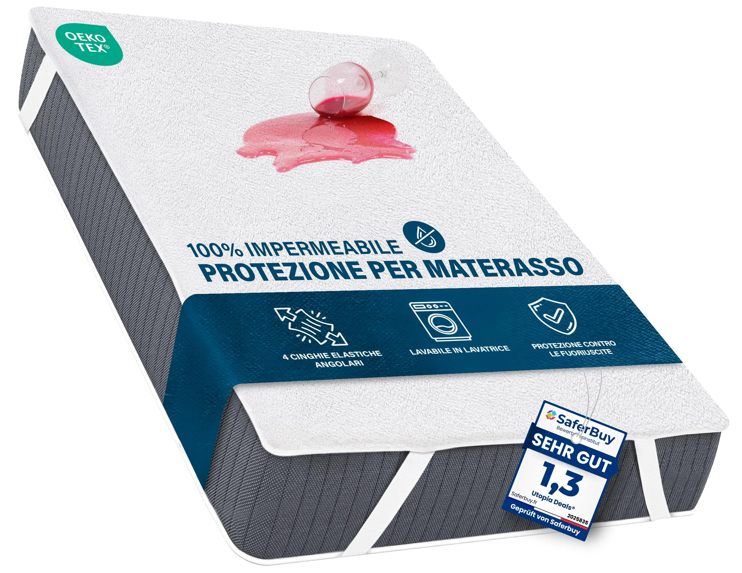 Utopia Bedding Coprimaterasso Matrimoniale Impermeabile