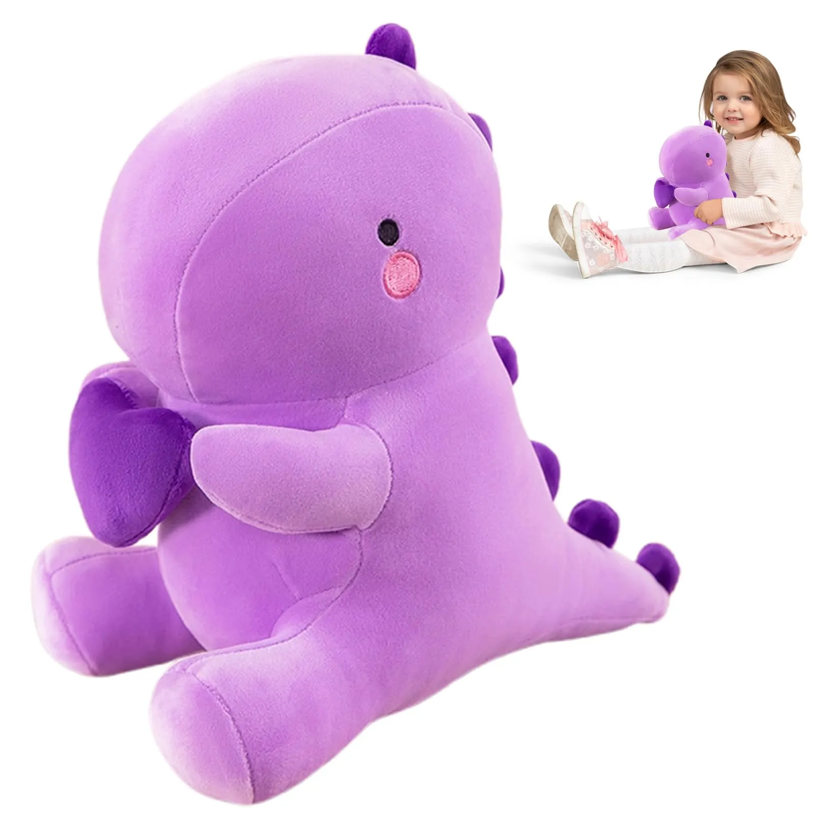 Peluche Dinosauro con Cuore Viola - 30cm, Regalo Romantico e Kawaii