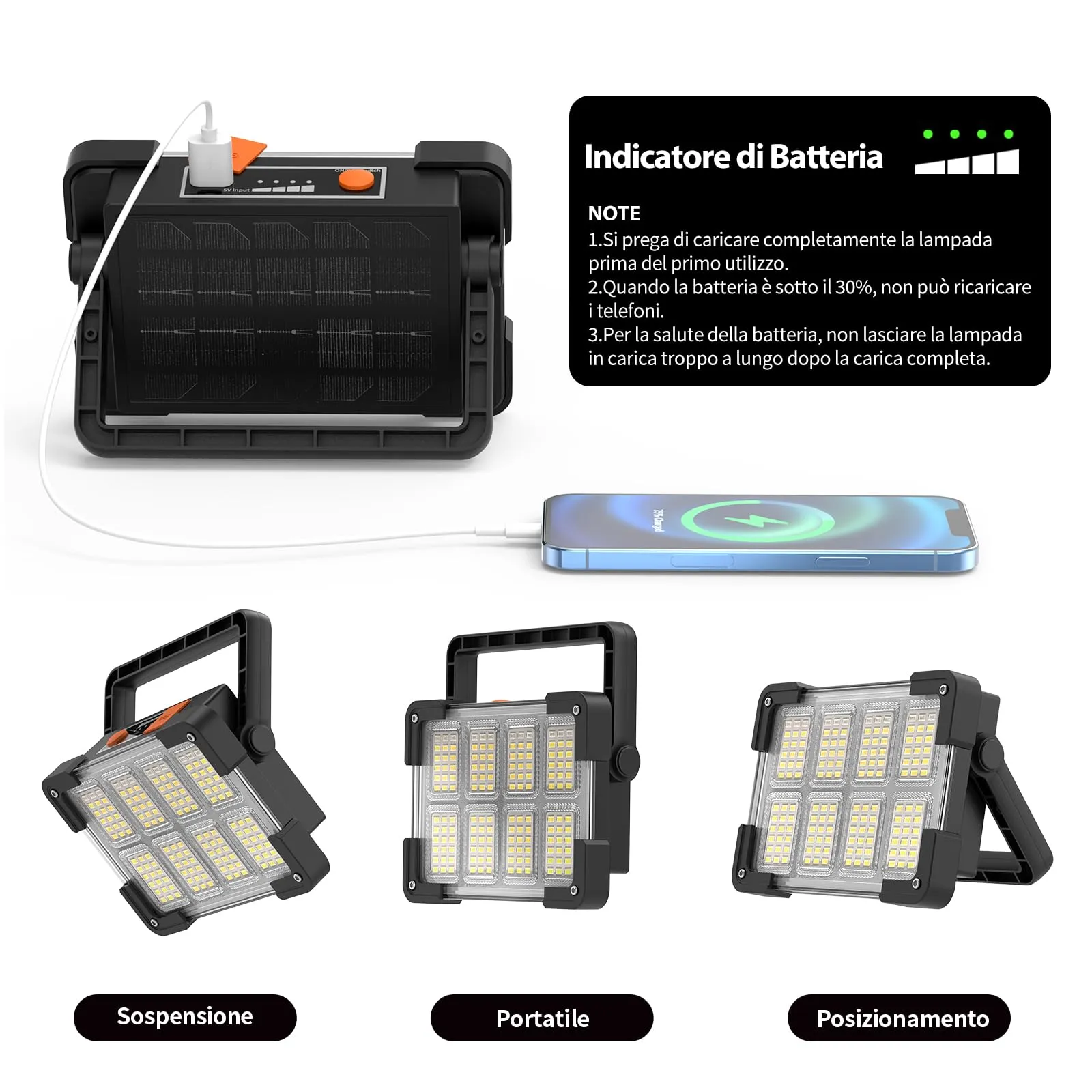 TORCIA DA LAVORO RICARICABILE SNODABILE 360° LED COB, INTENSITA LUMINO Regolabile Professionale