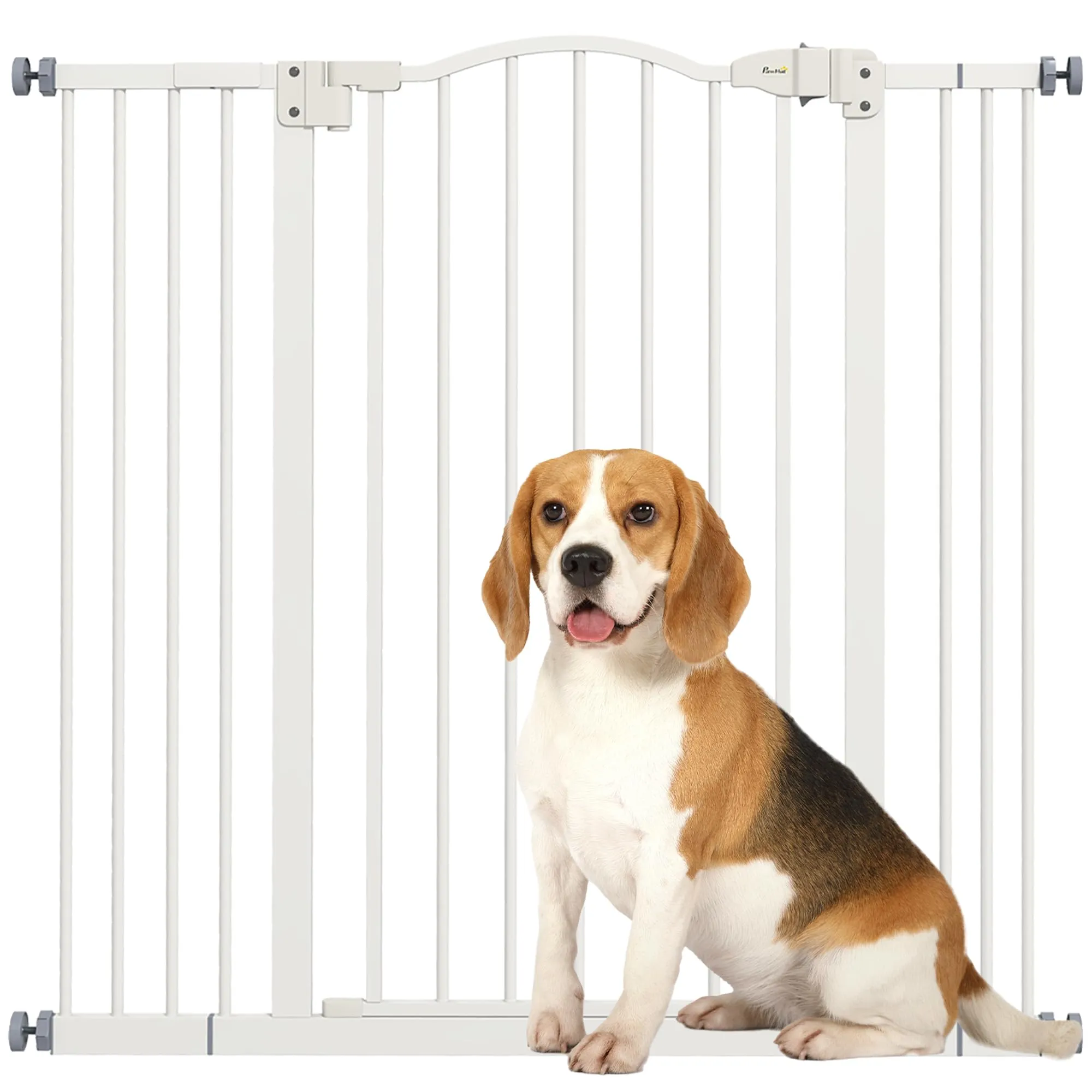 PawHut Cancellino per Cani Estensibile Senza Viti, Cancelletto di Sicurezza Regolabile da 74-100 cm e Altezza 94 cm, Bianco