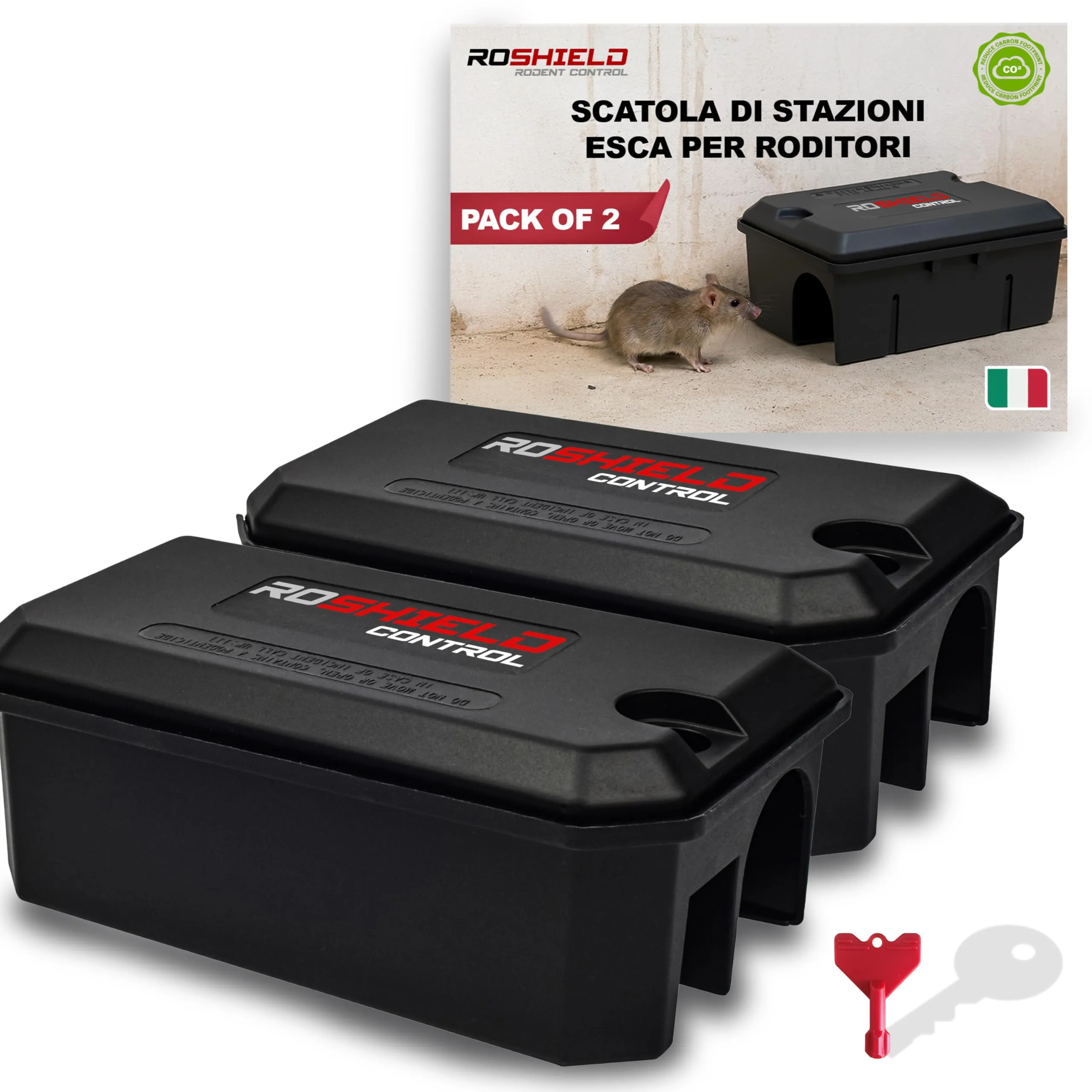 Roshield 2X Pro Scatola Esca e Trappola per Topi e Ratti