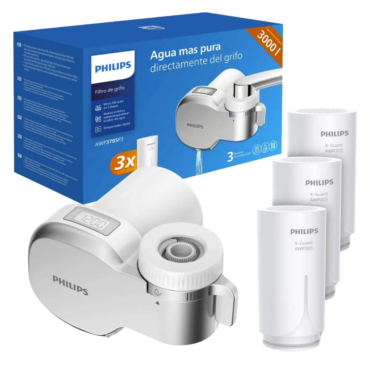Philips Water Ontap Filter AWP3705P3/10 - Kit Microfiltrazione con Display Digitale e 3 Cartucce