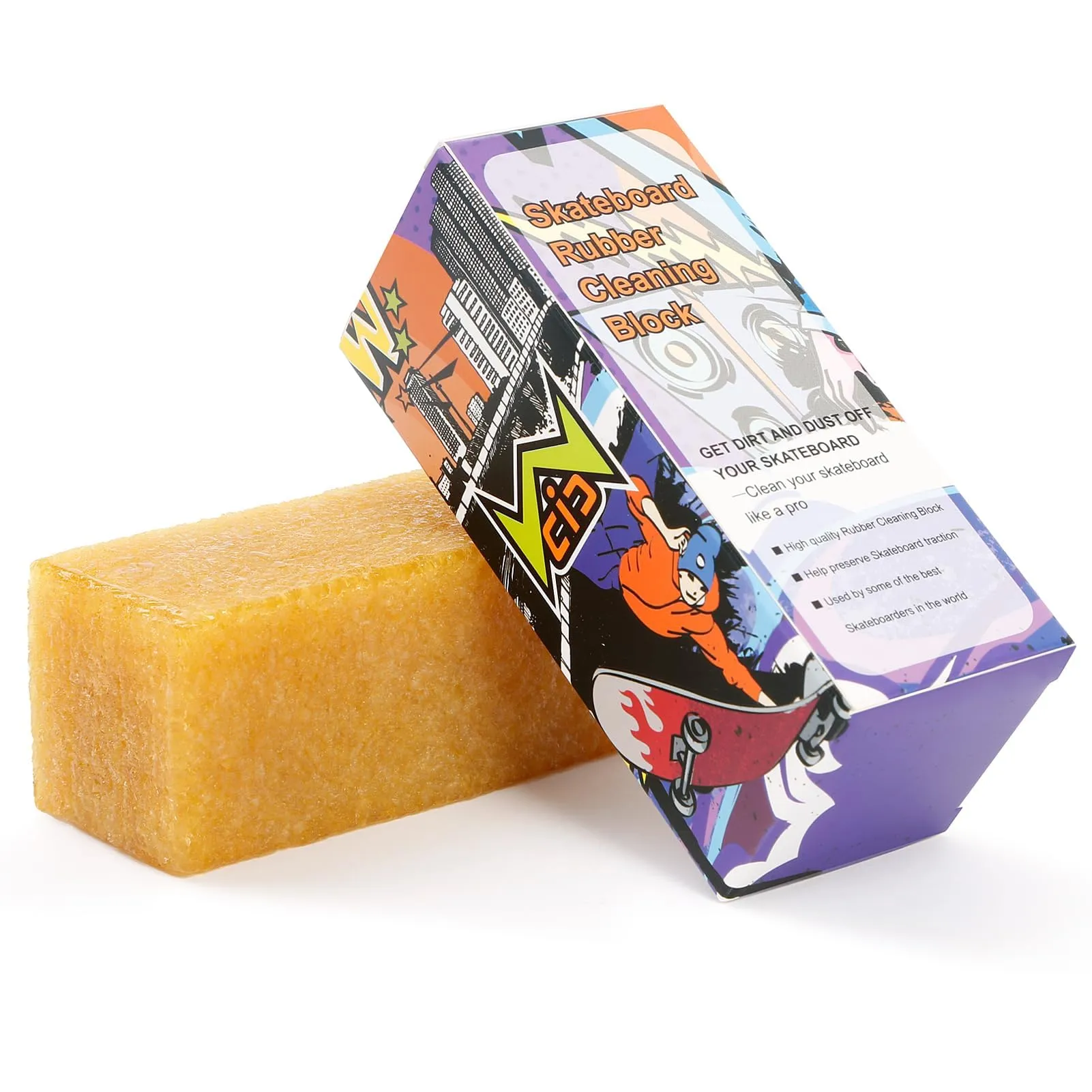 WCIC Gomma per Pulizia Griptape Skateboard 10 x 4 x 4 cm, Giallo