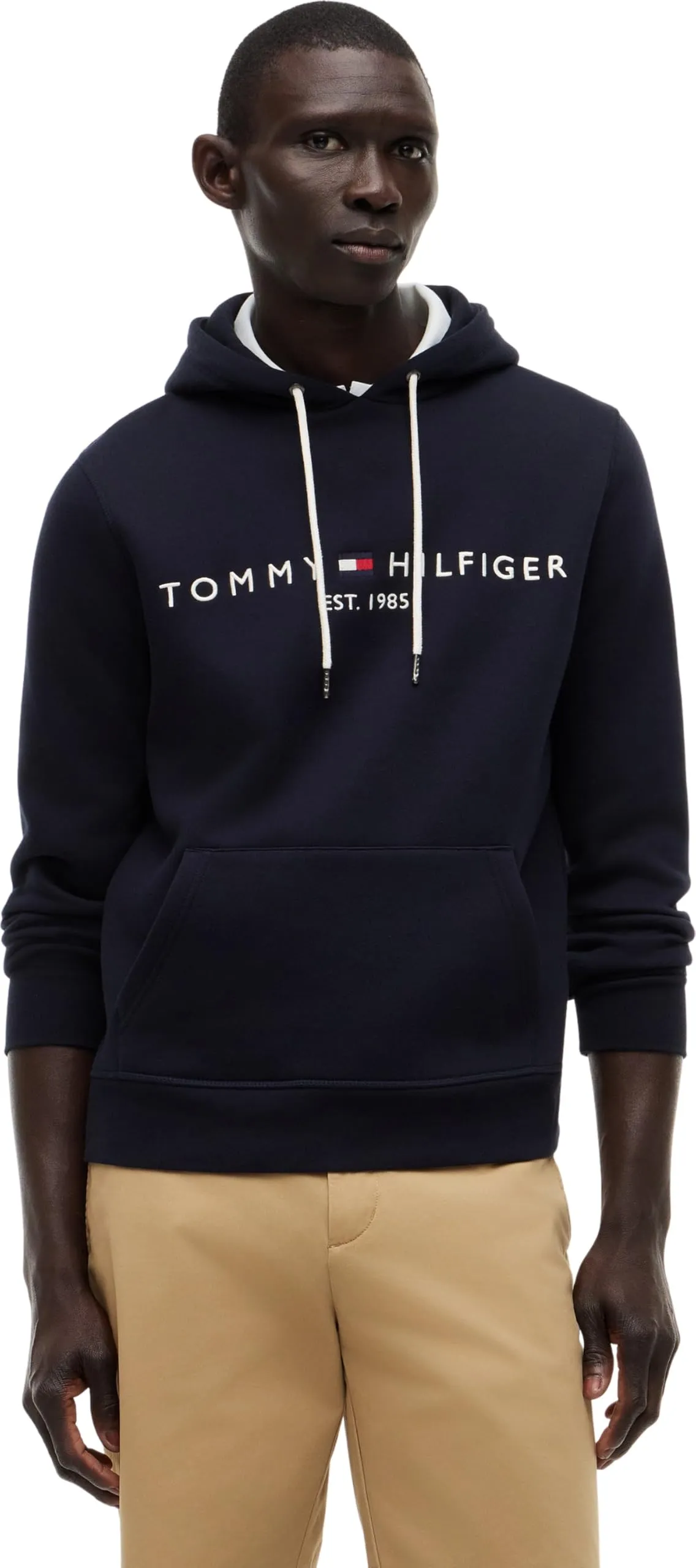 Tommy Hilfiger Felpa Uomo Core Tommy Logo con Cappuccio Blu Sky Captain