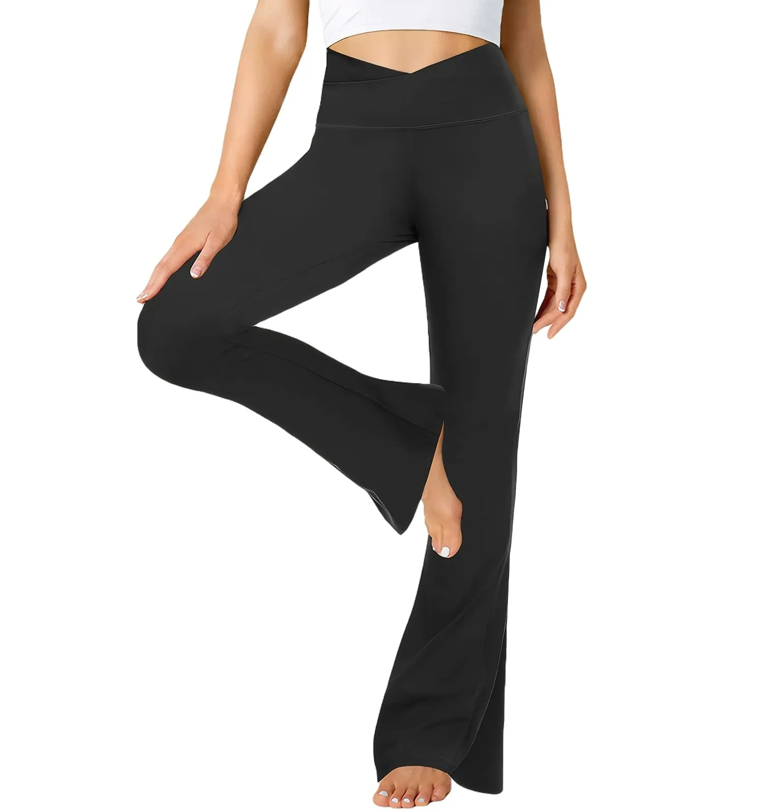 Getervb Pantaloni da Yoga Donna Vita Alta V-Cross Leggings Bootcut