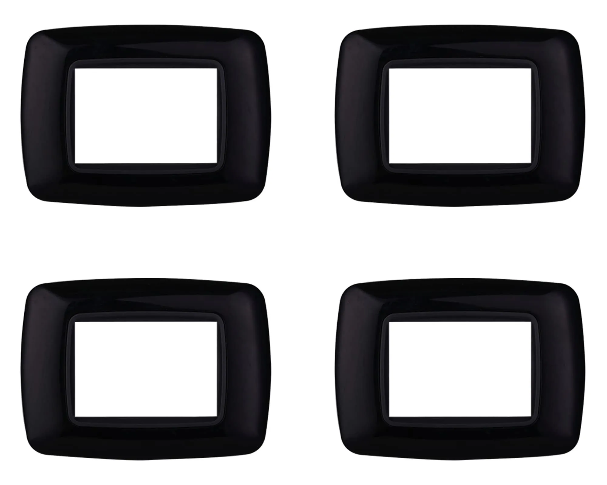 4 Pezzi Placche Compatibile Con Bticino Living, Placche Plastica Bombata (3 Posti/Moduli,Nero)