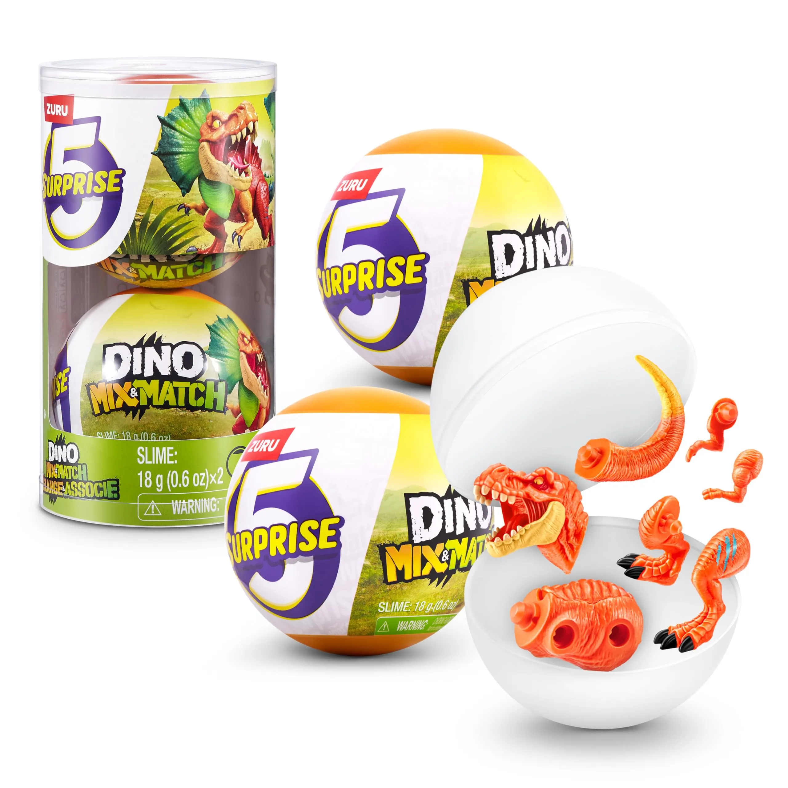 5 Surprise Dino Mix & Match di ZURU - 2 Capsule