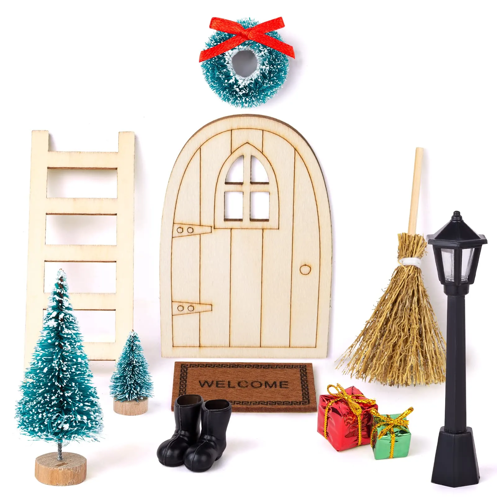 Kit Porta dell'Elfo Gnomo di Natale - 11 Accessori per Magiche Decorazioni Natalizie