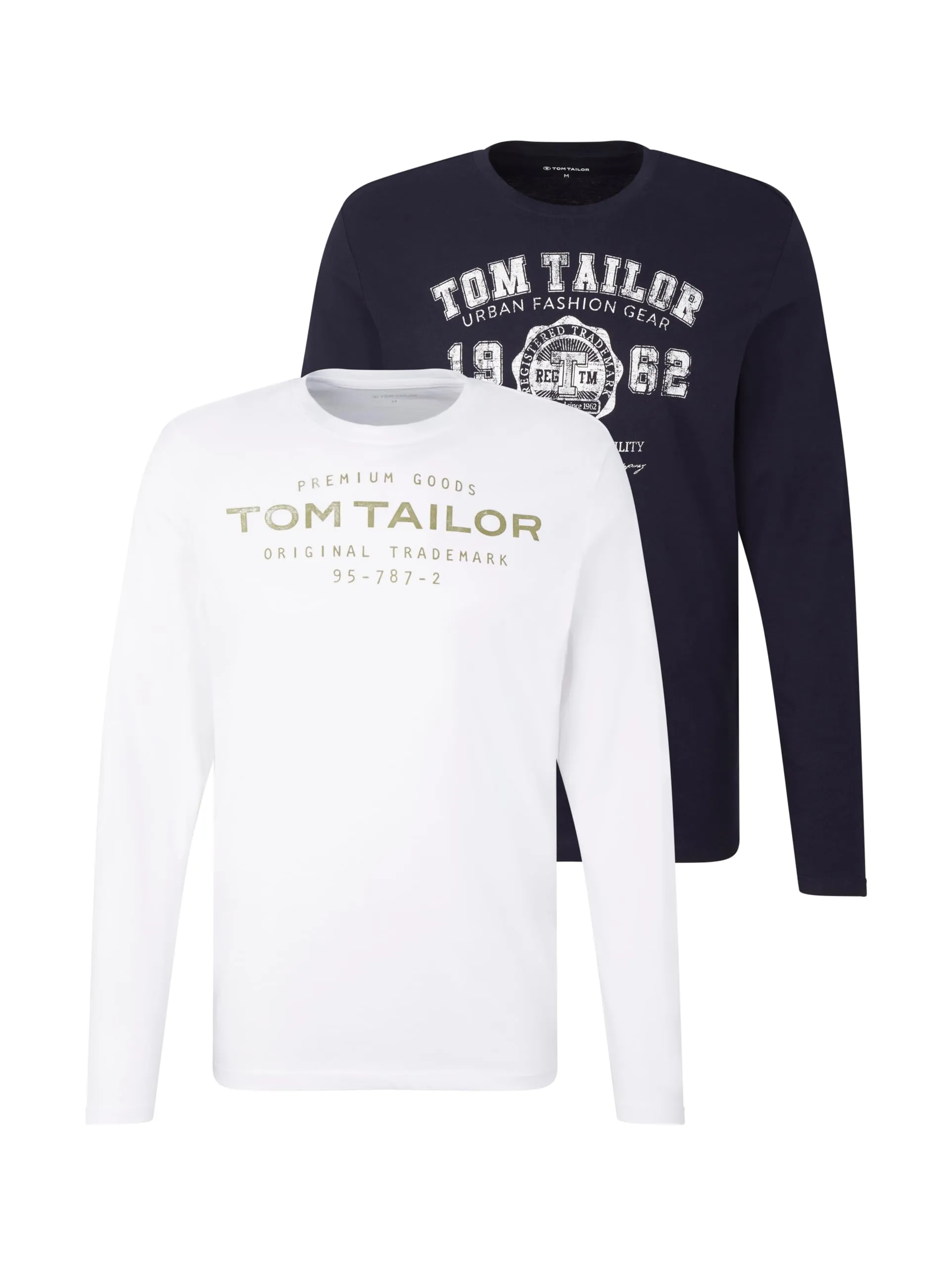TOM TAILOR Maglia a Maniche Lunghe in Confezione Doppia, Uomo, Blu
