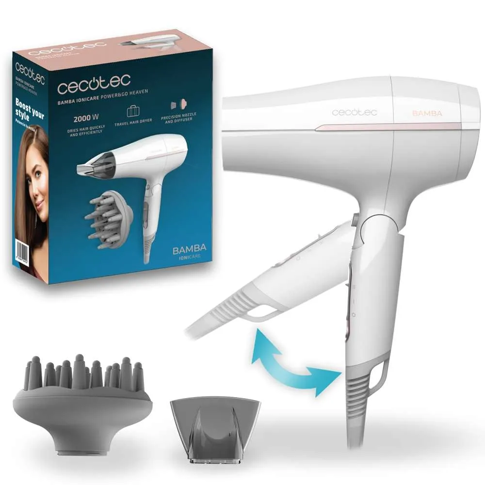Cecotec Asciugacapelli da Viaggio Pieghevole IoniCare Power&Go Heaven
