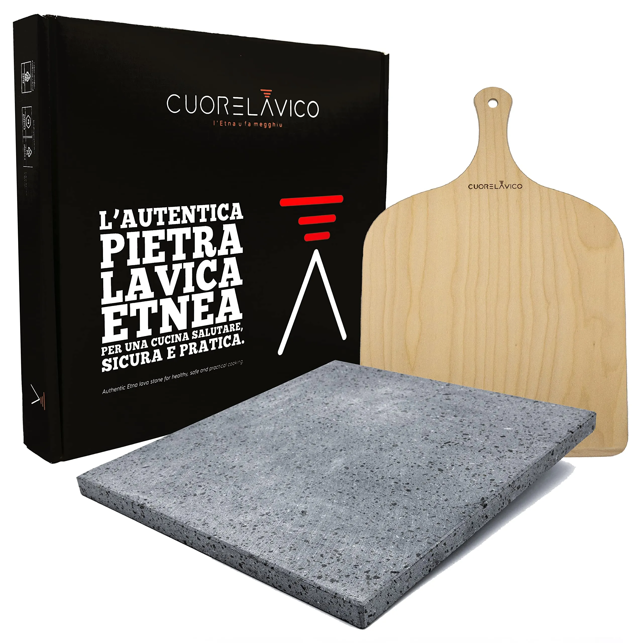 Cuore Lavico - Kit Pietra Refrattaria in Pietra Lavica Etnea con Pala