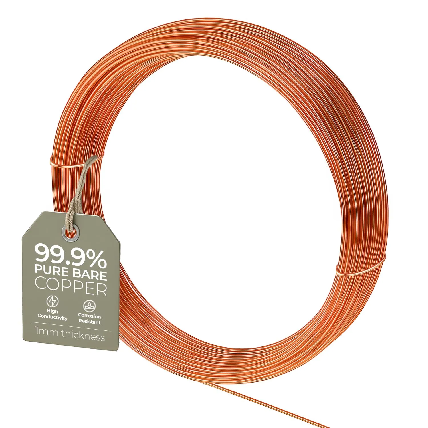 Filo di rame puro – 2 mm, Calibro 12, 5 metri