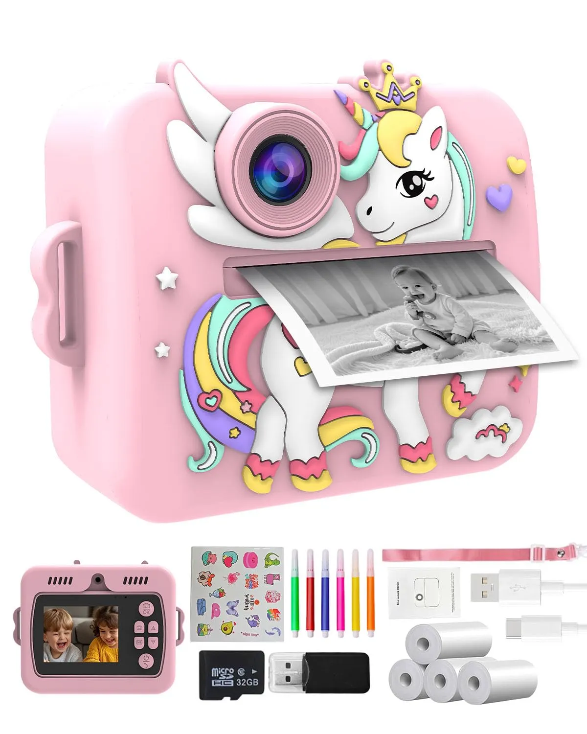 Onalix Macchina Fotografica Bambini Unicorno Istantanea
