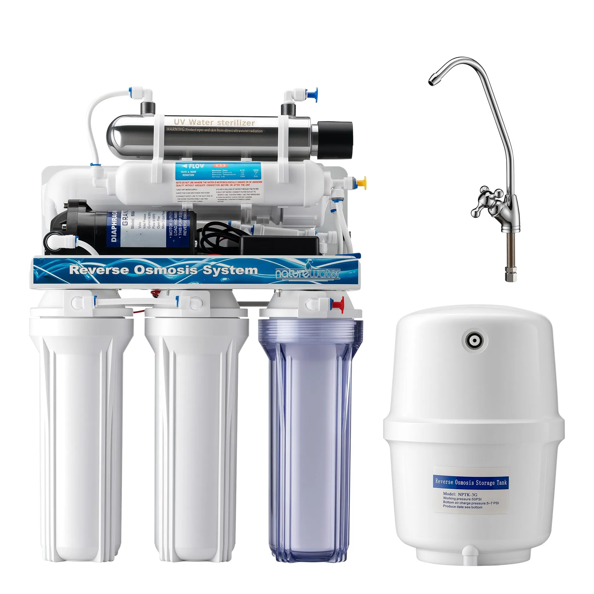 Naturewater Impianto Osmosi Inversa a 6 Stadi con UV e Pompa Booster