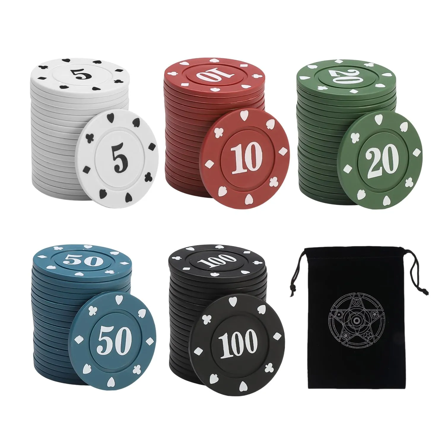 Set di 100 Fiches da Poker con Borsa - KSBBHDS