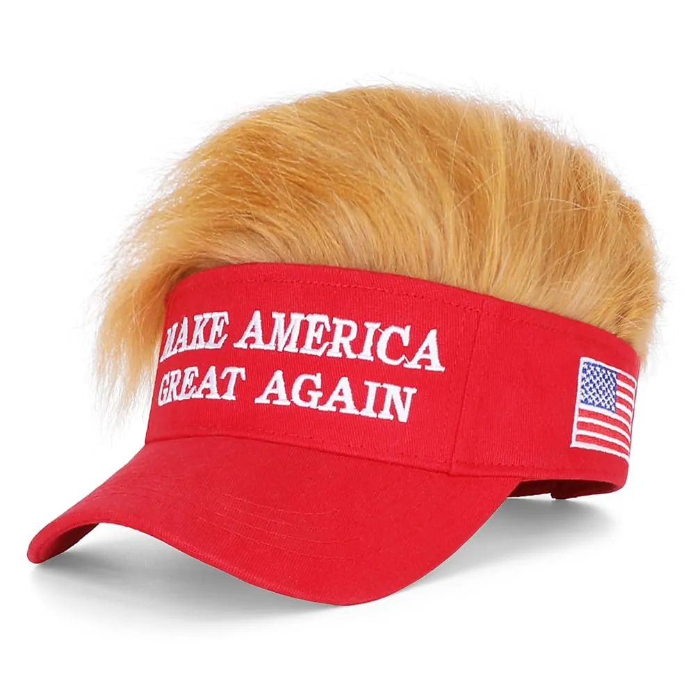 Trump 2024 Cappello MAGA con Parrucca: Fai una Dichiarazione di Stile Patriottico