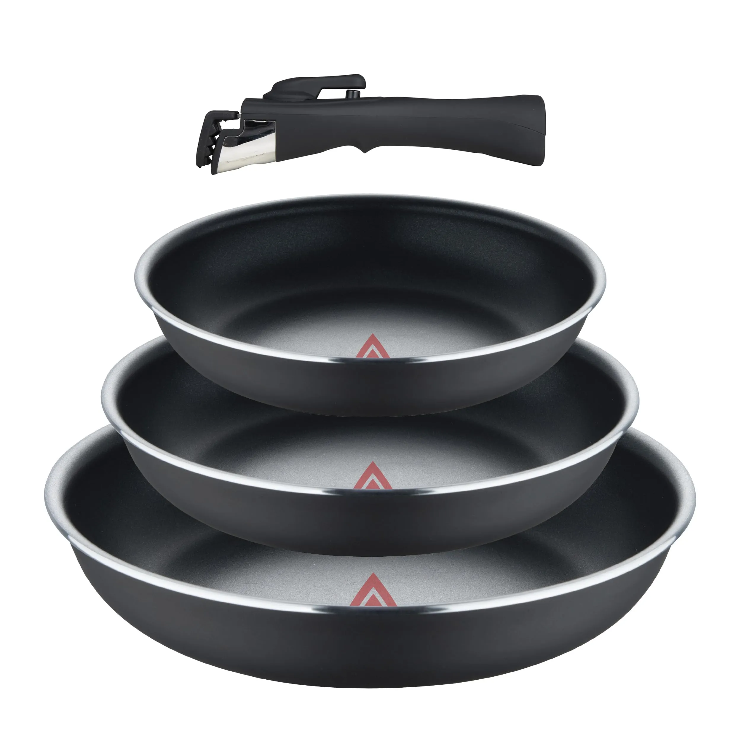 BERGNER Set 4 Padelle con Manico Staccabile e Rivestimento Antiaderente ILAG