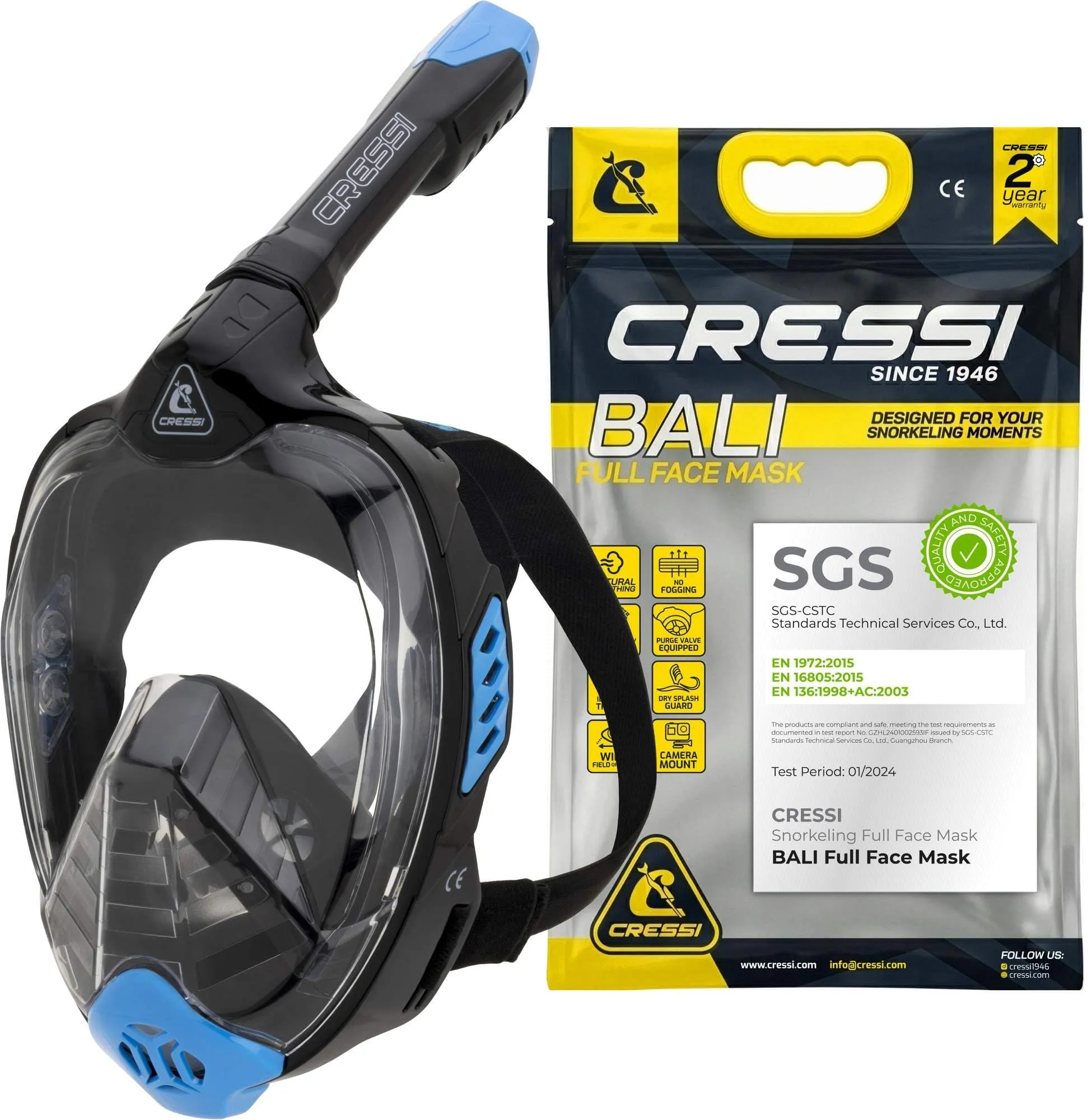 CRESSI Bali Full Face Mask Black/Blue L/XL