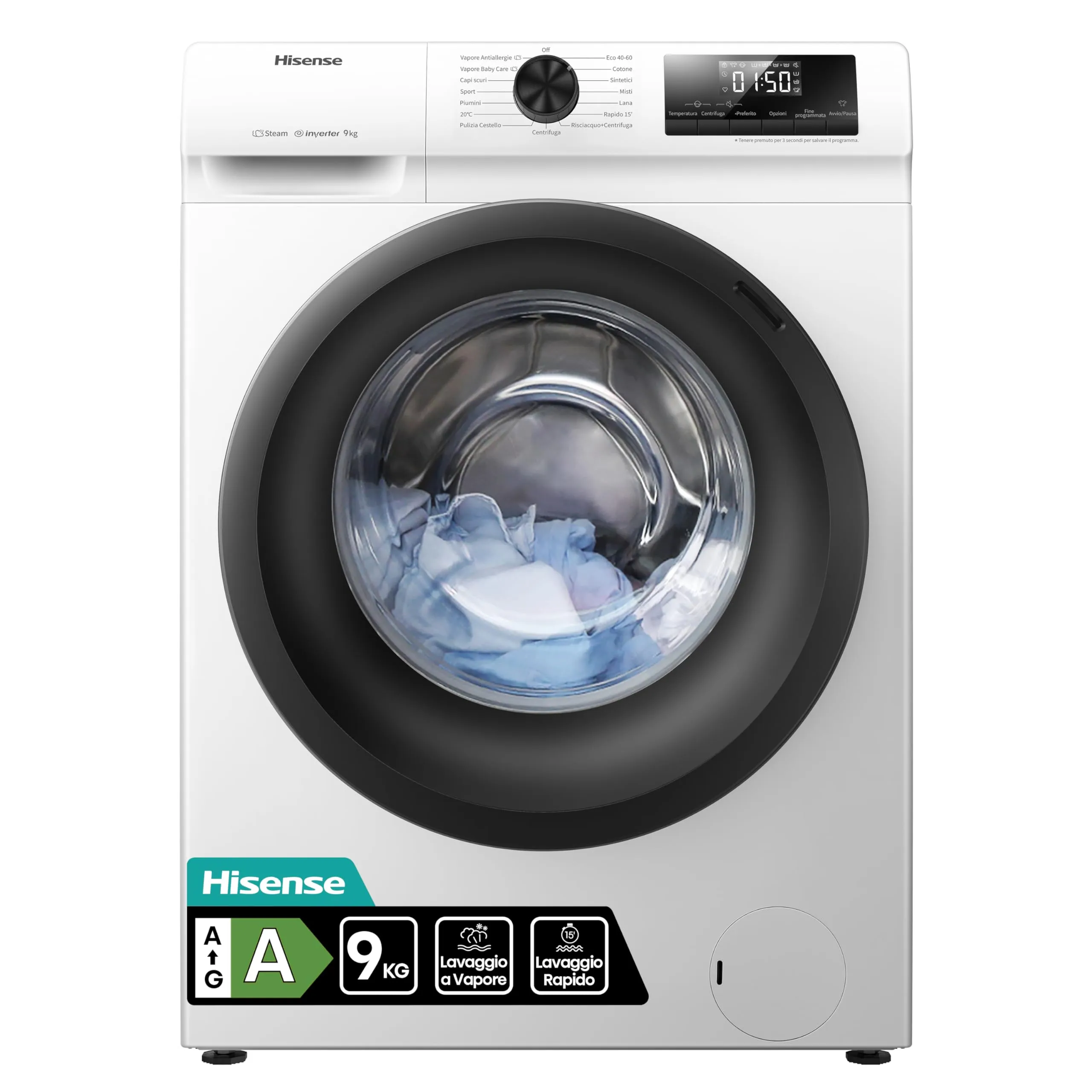 Hisense WFQE9014EVJM Lavatrice a Carica Frontale 9 Kg