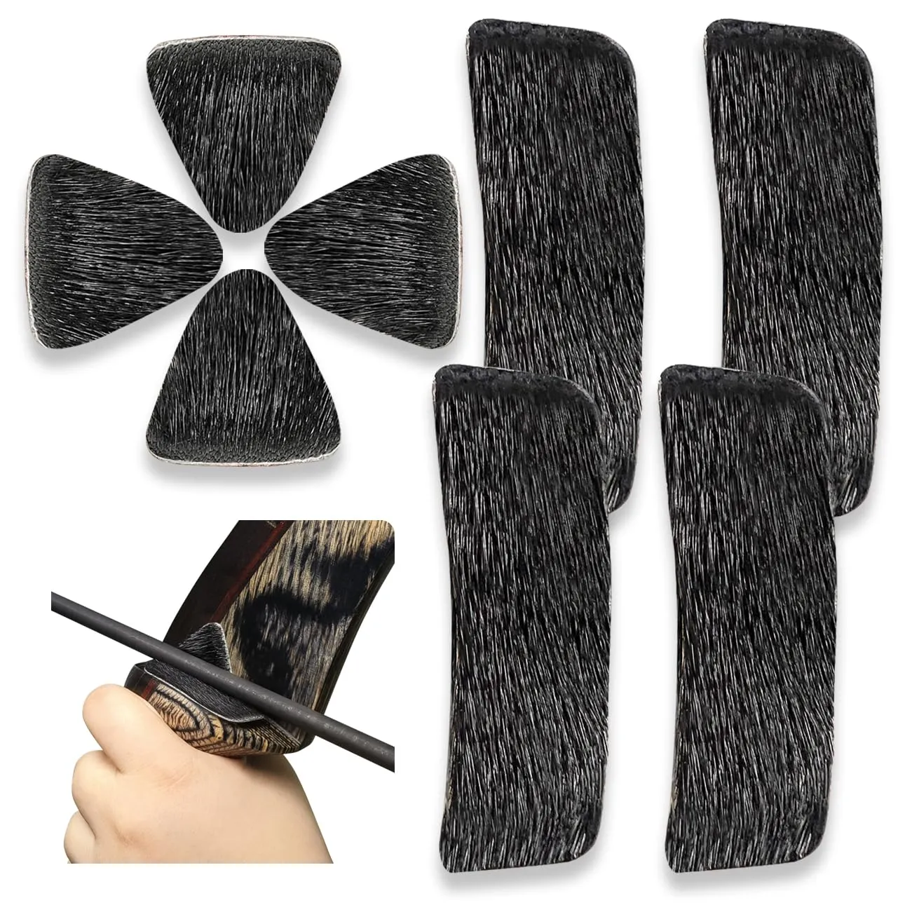 THREE ARCHERS Arrow Rest Pad - Supporto Freccia Autoadesivo in Pelliccia Sintetica per Arco Ricurvo (4 Paia)