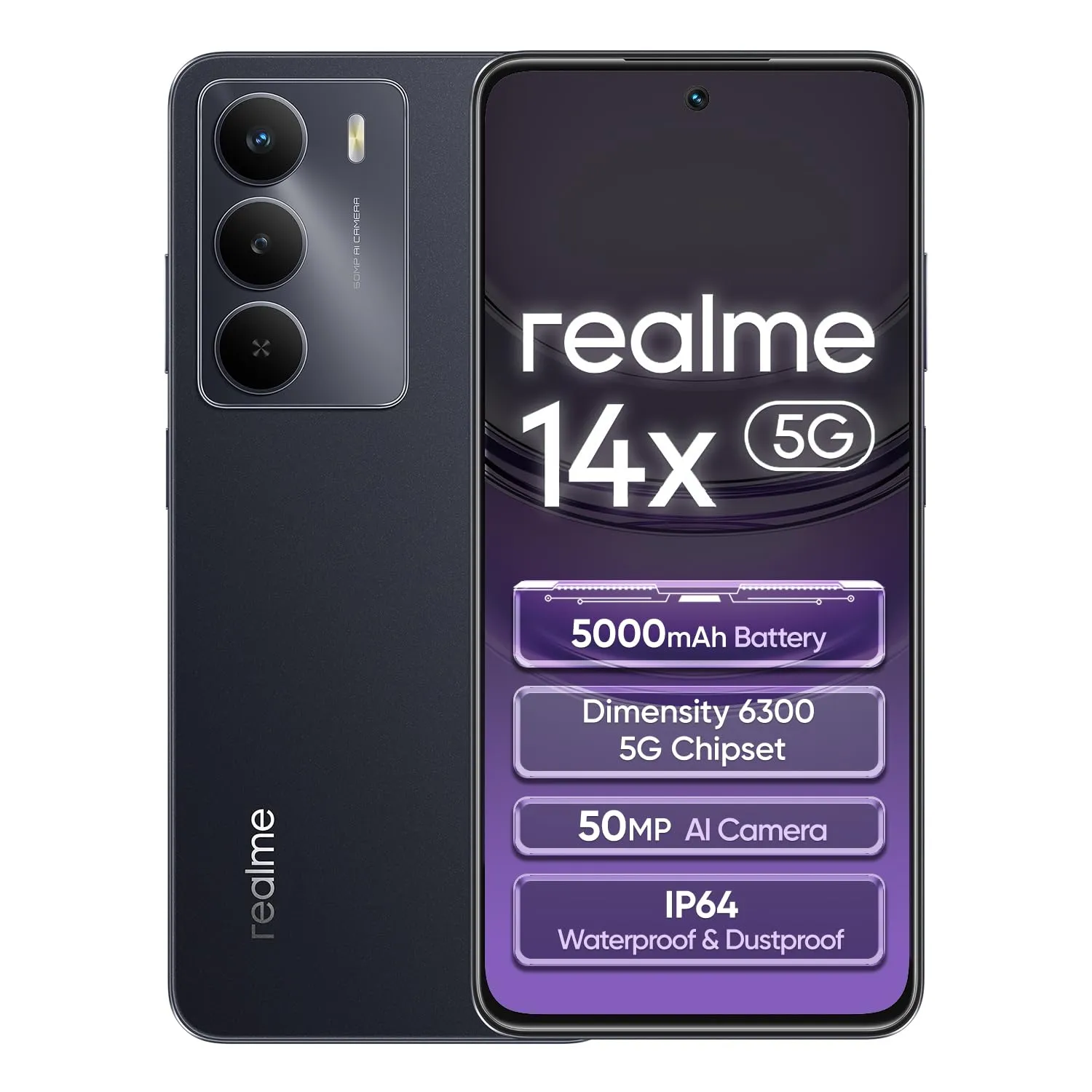 realme 14x 5G Smartphone 8+256GB Nero Carbonio
