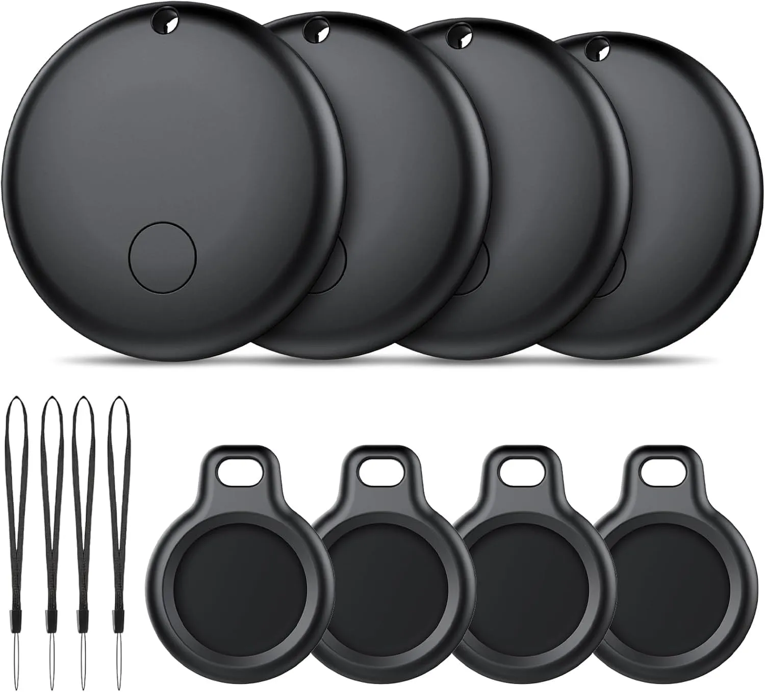 Smart Tag Android Compatibile con Google Find My Device - Set da 4 Nero