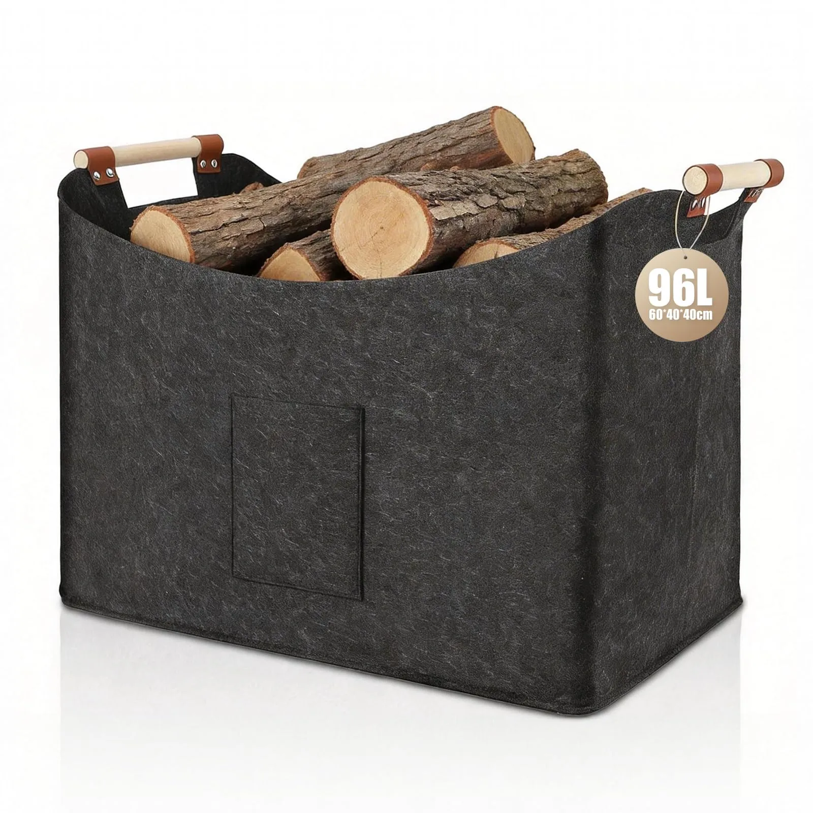 Cestino Pieghevole per Legna da Ardere in Feltro Extra Spesso - 96L