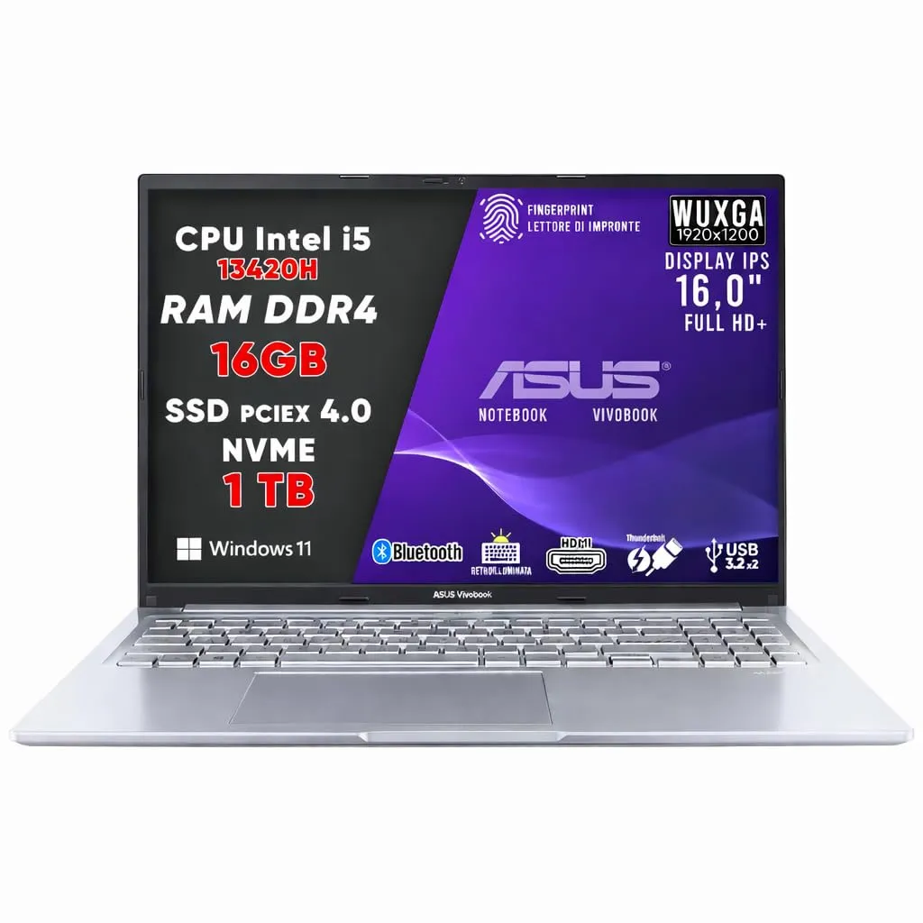 ASUS VivoBook 16" Notebook - Intel i5, 16GB RAM, 1TB SSD, Win 11 Pro