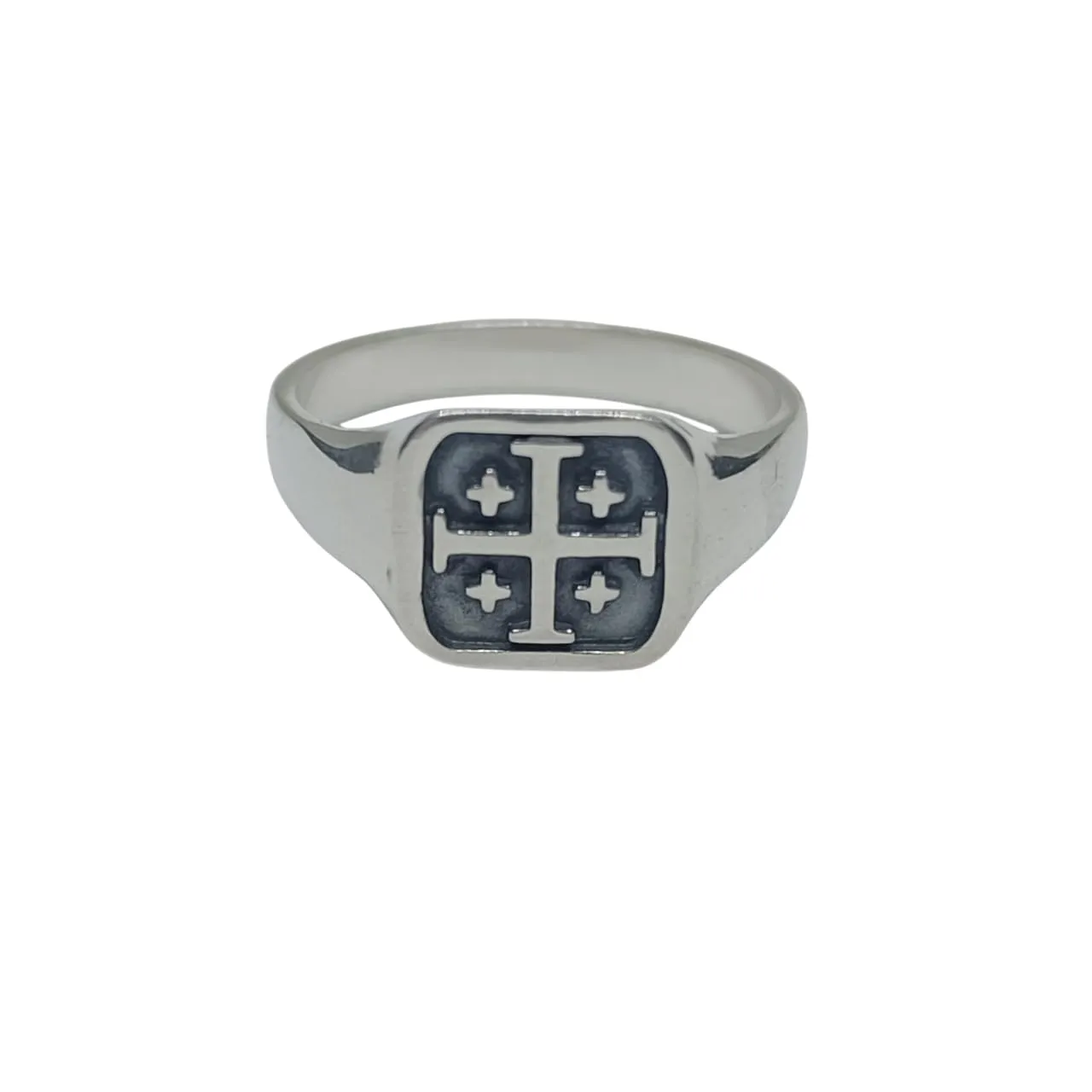Anello Chevalier Uomo Argento Sterling 925 Croce di Gerusalemme