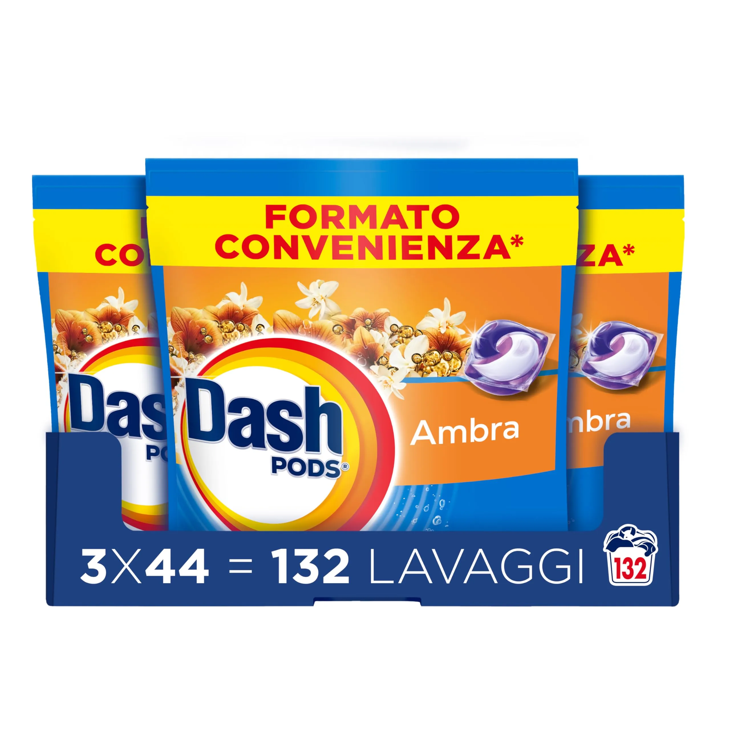 Dash Pods Ambra: Detersivo in Capsule per 132 Lavaggi