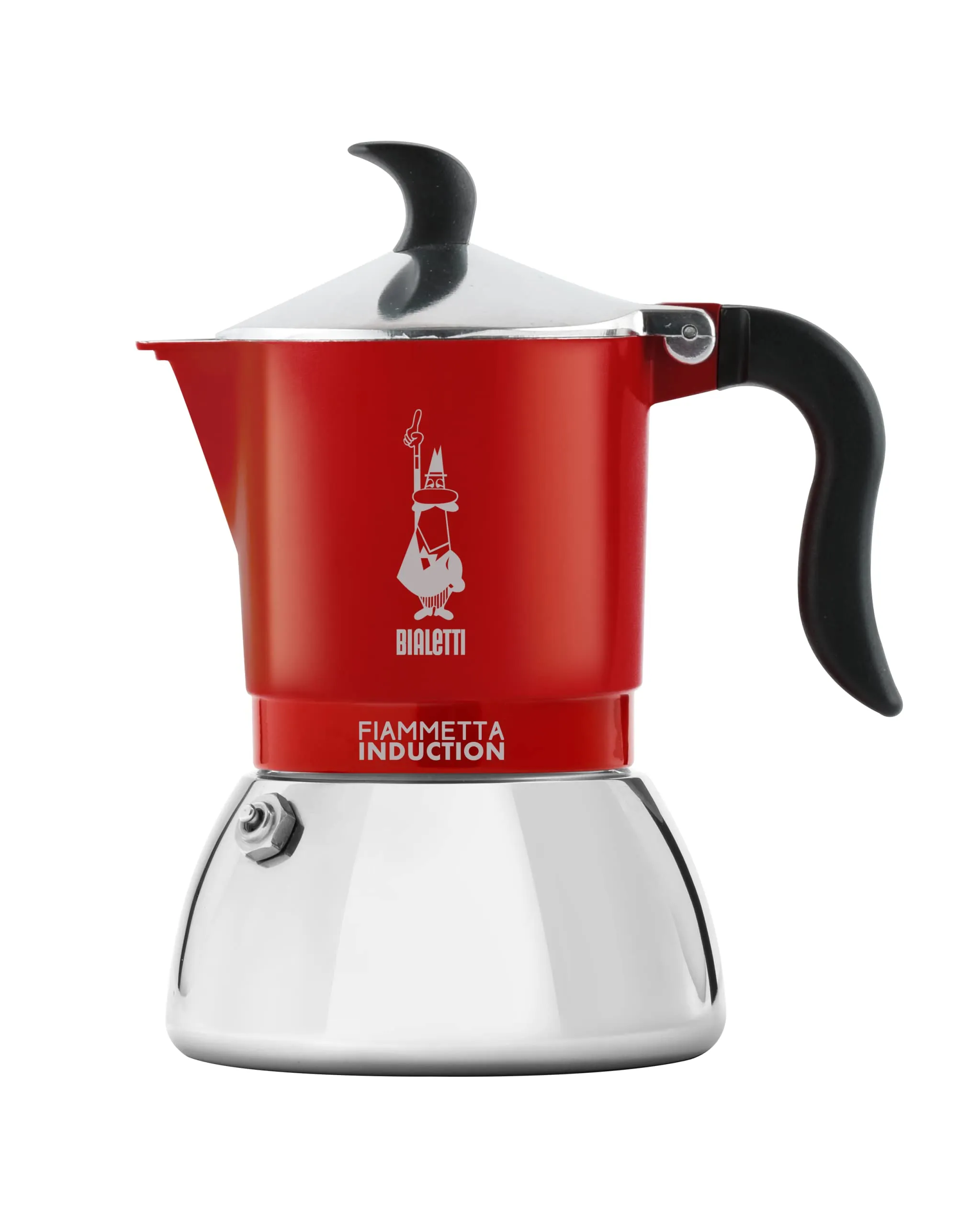 Bialetti Fiammetta Induction Caffettiera, Alluminio, Acciaio, Rosso, 4 Tazze