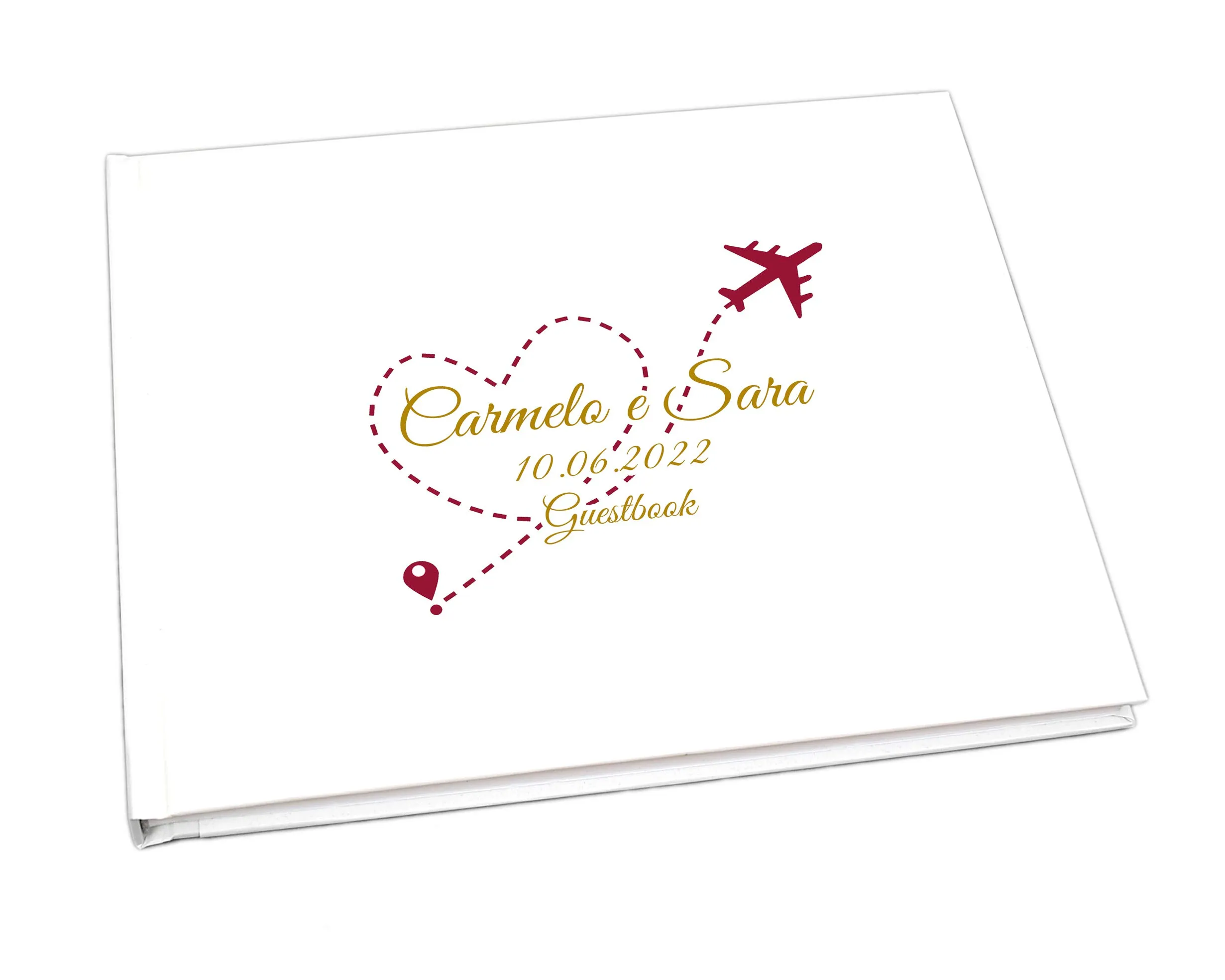 Guestbook Matrimonio Tema Viaggio Personalizzato - Libro Dediche e Auguri con Mappamondo