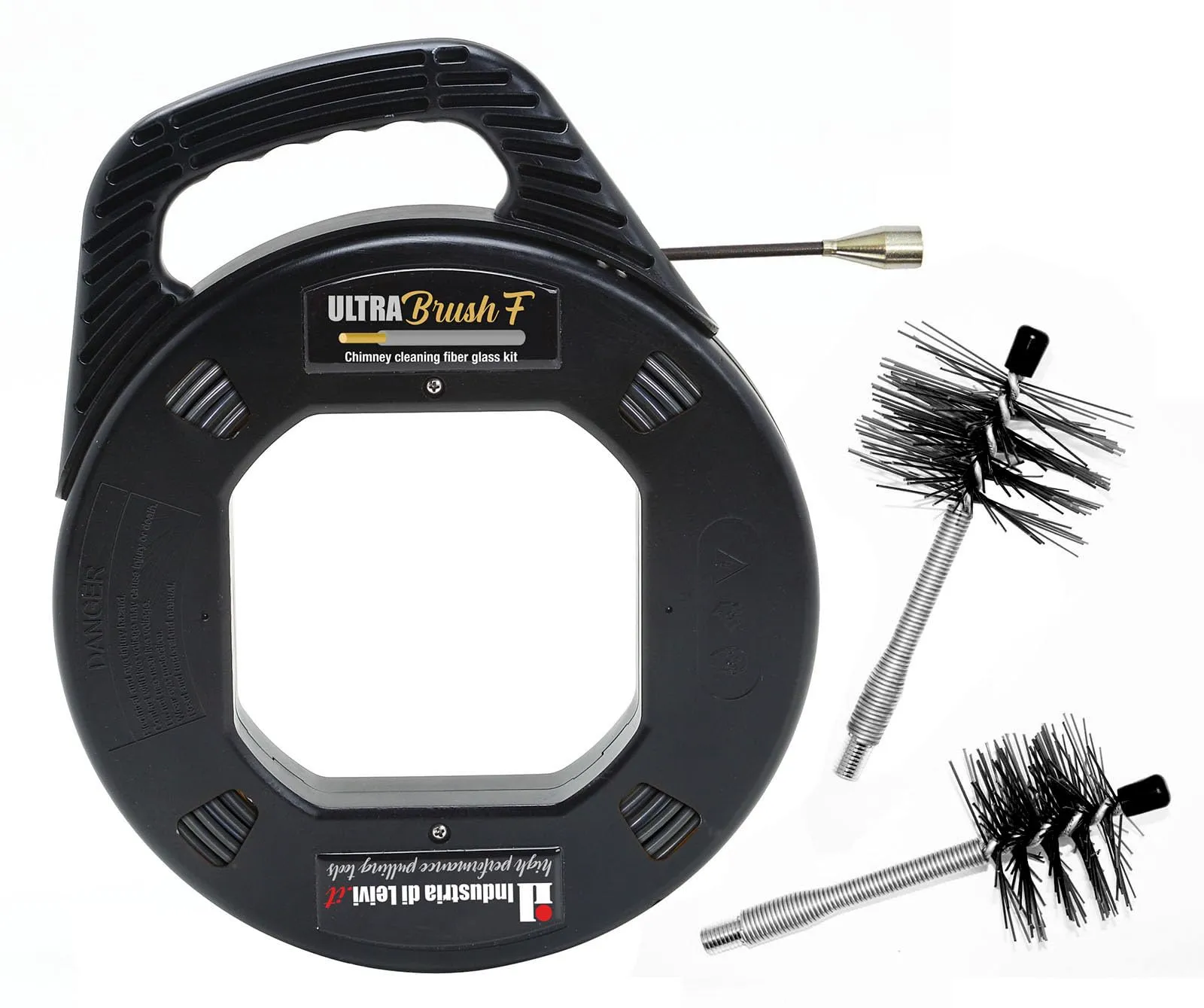 ULTRABrush Kit Pulizia Canna Fumaria Stufa a Pellet - Set 3 Pezzi con Dispenser