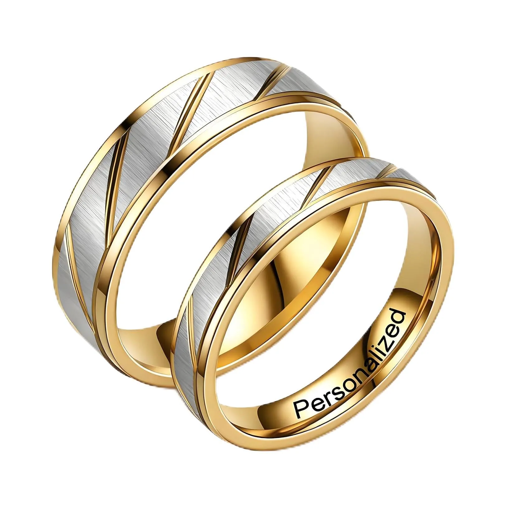 Anello Personalizzato per Coppie con Doppia Banda e Possibilità di Incisione