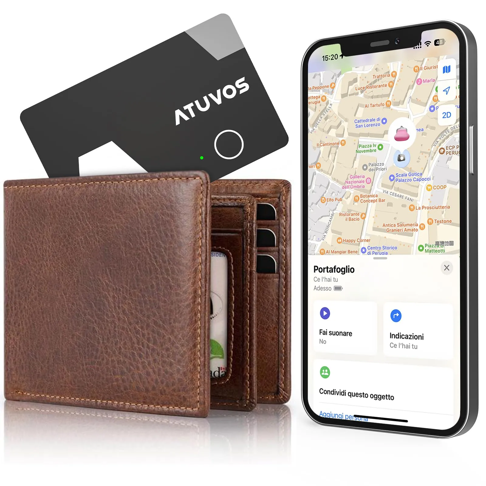 ATUVOS Air Tag Card Ricaricabile - Localizzatore Bluetooth Compatibile con Apple "Dov'è"