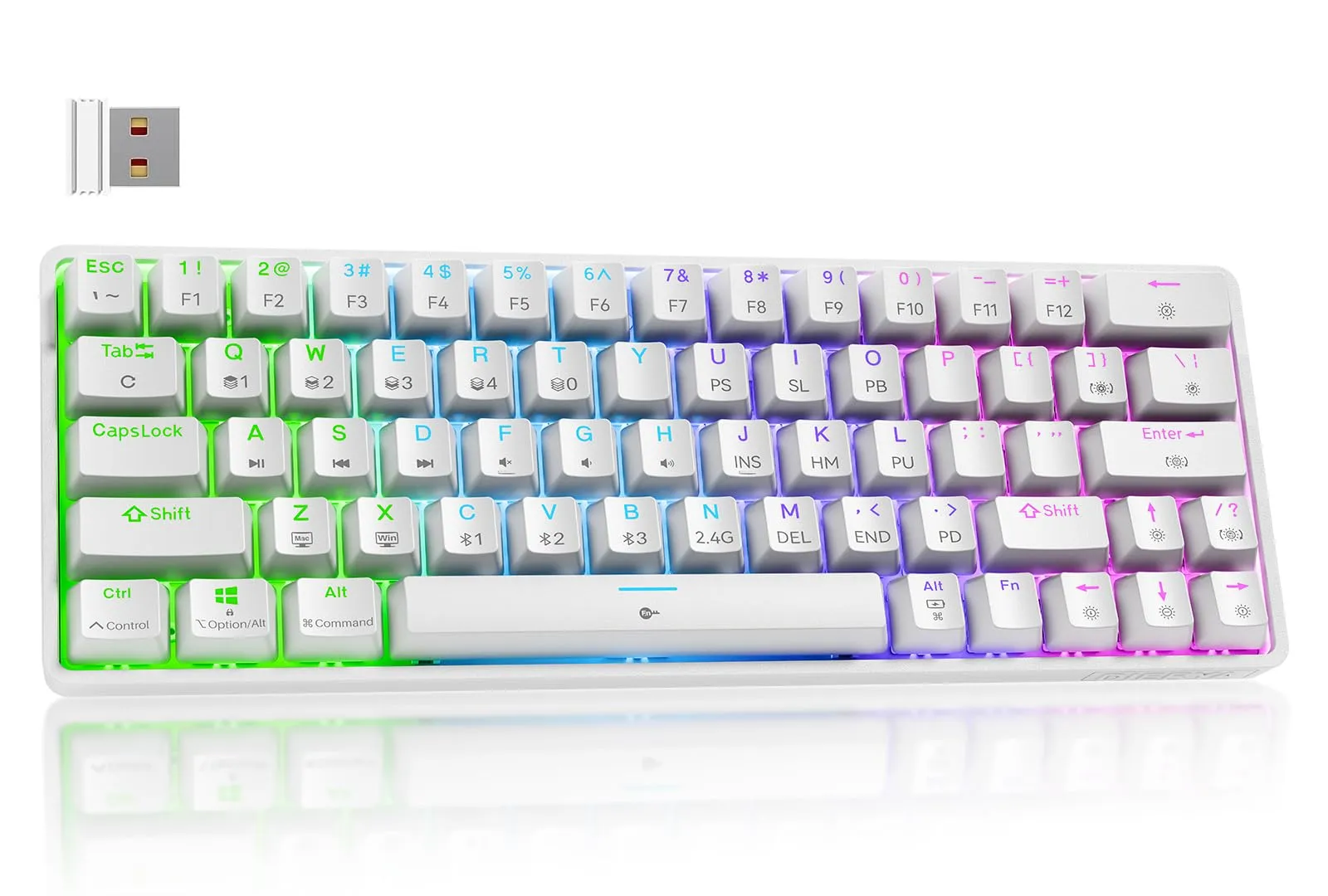 Dierya DK63 Tastiera Meccanica Wireless Gaming RGB Bianca