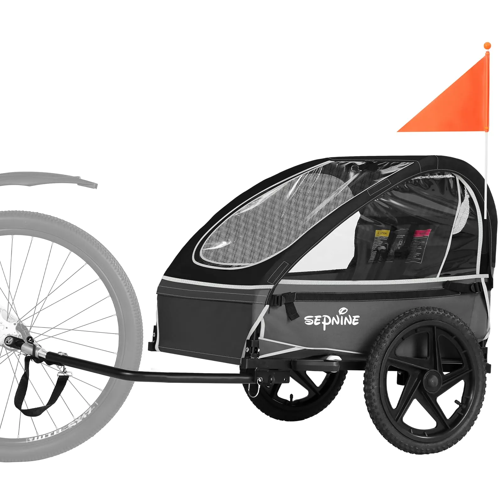 Sepnine Rimorchio Bici per Bambini Nero - Avventure Sicure e Divertenti