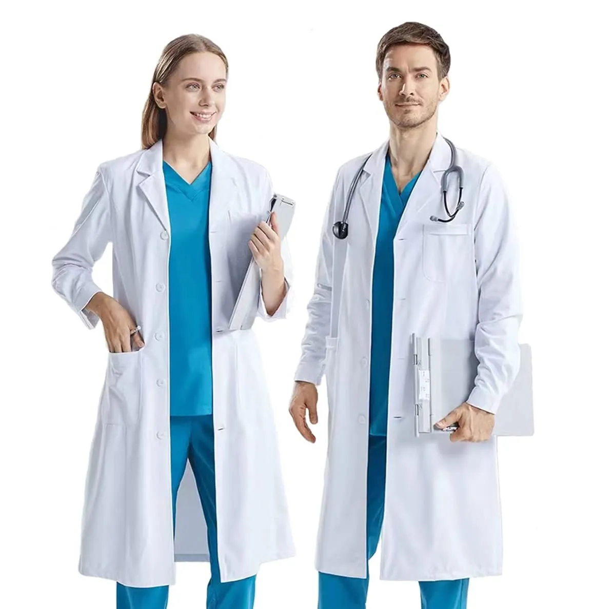CoatCool Camice Bianco Unisex in Cotone e Poliestere per Laboratorio, Medico, Scuola e Cosplay
