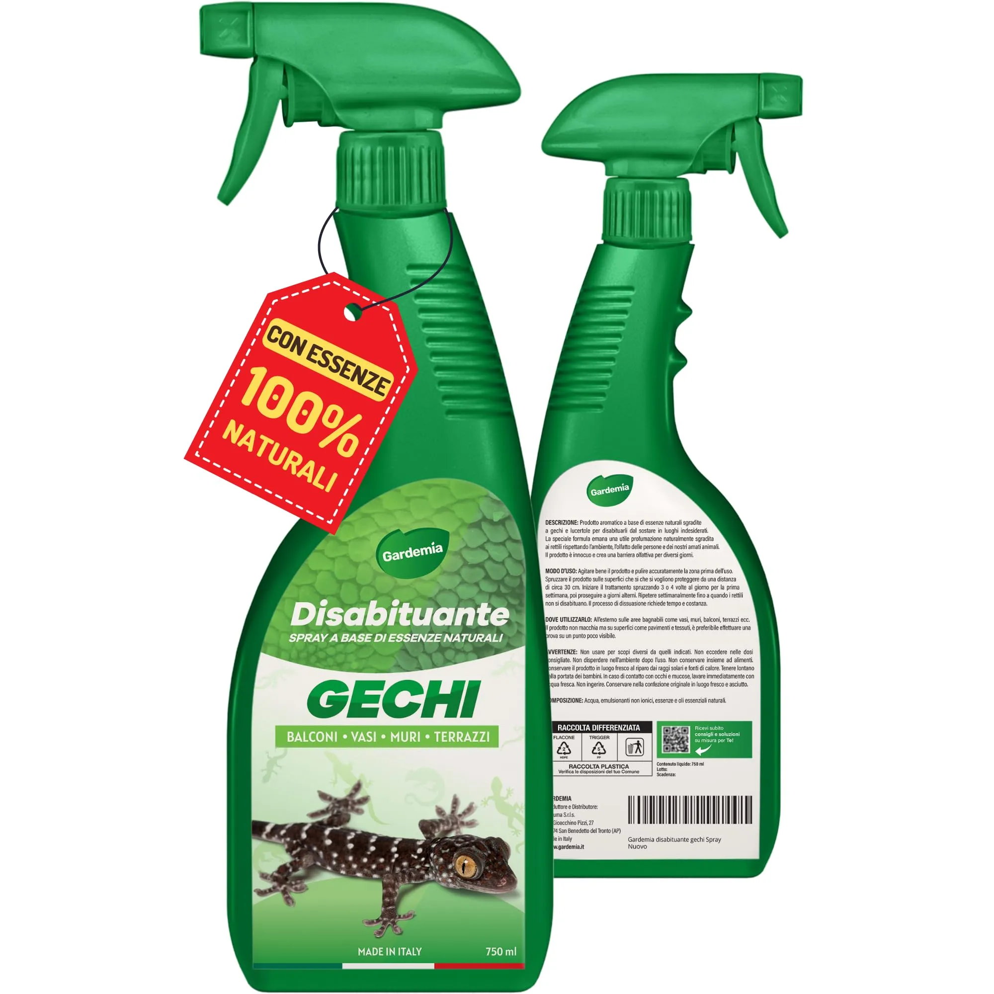 Gardemia Disabituante Anti Gechi 750ml Spray Sgradito Azione Naturale