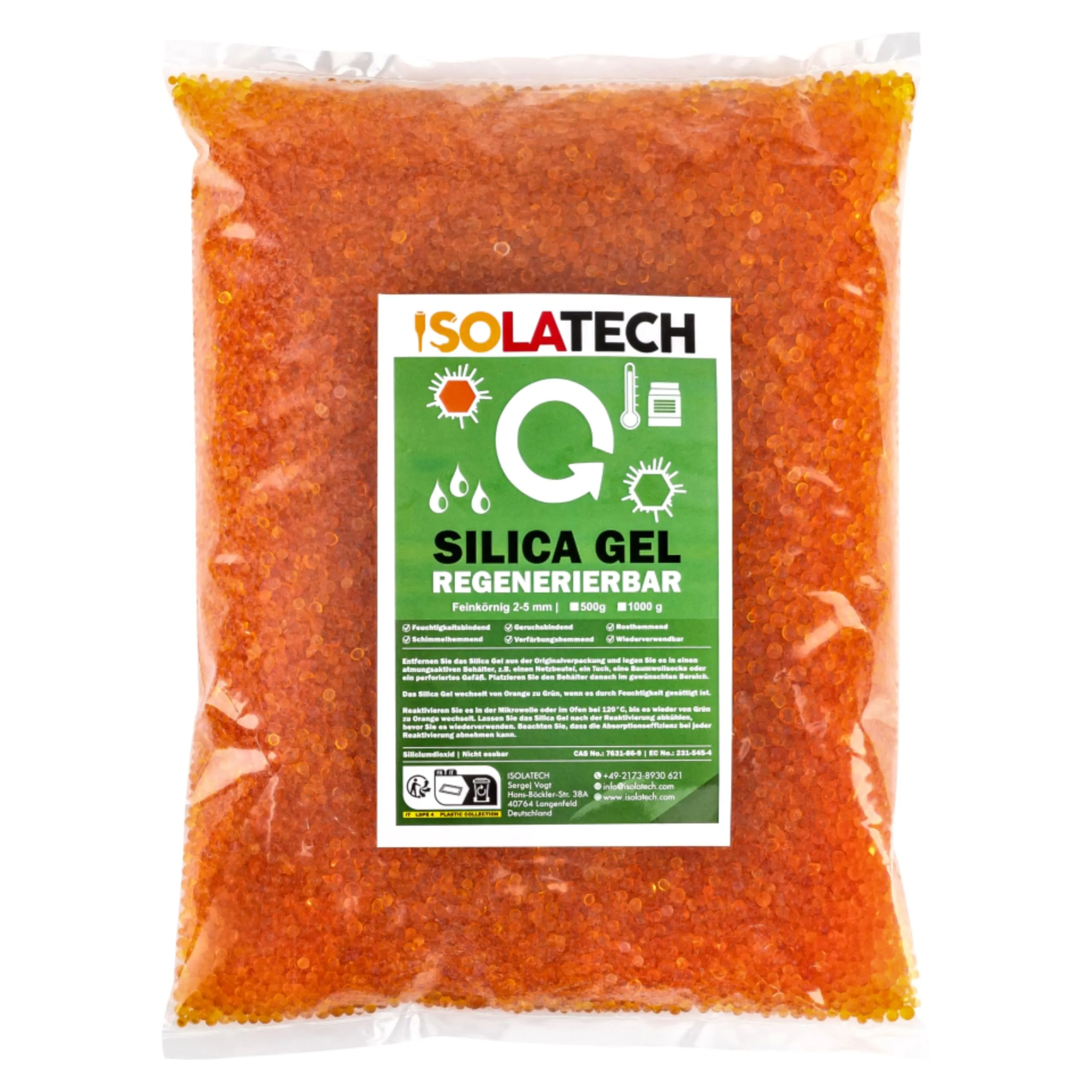 ISOLATECH Silica Gel Rigenerabile Arancione 0,9kg