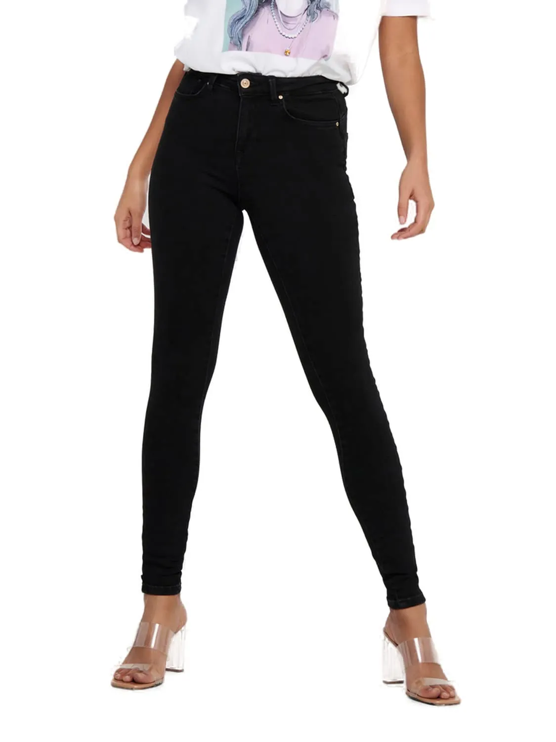 ONLY Onlpower Mid Push Up SK BB Rea3659 Jeans Donna