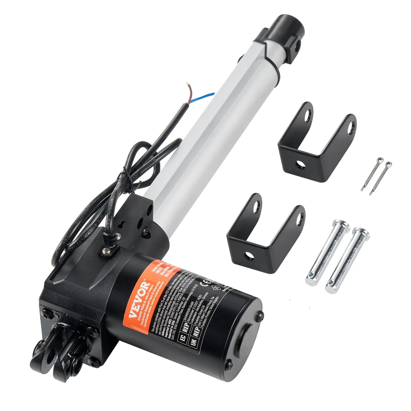 Attuatore Lineare VEVOR 12V 8 Pollici 6000N con Staffa e Protezione IP44