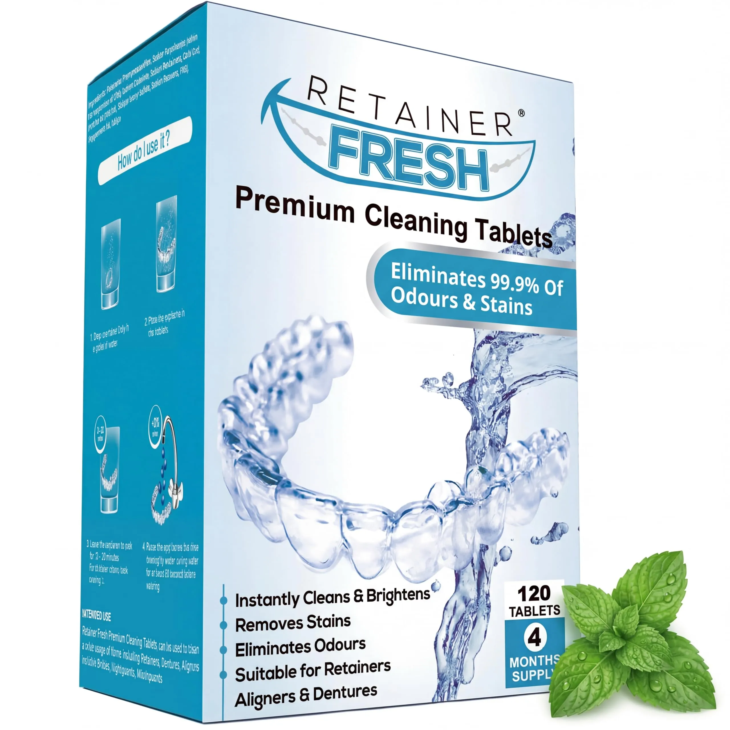Retainer Fresh Pastiglie detergenti per apparecchi ortodontici e bite - 120 compresse
