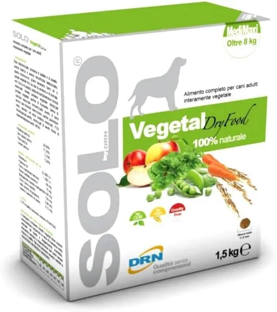 DRN Solo Vegetal Dry Food - Alimento Vegano per Cani Adulti - 3 x 1,5 kg