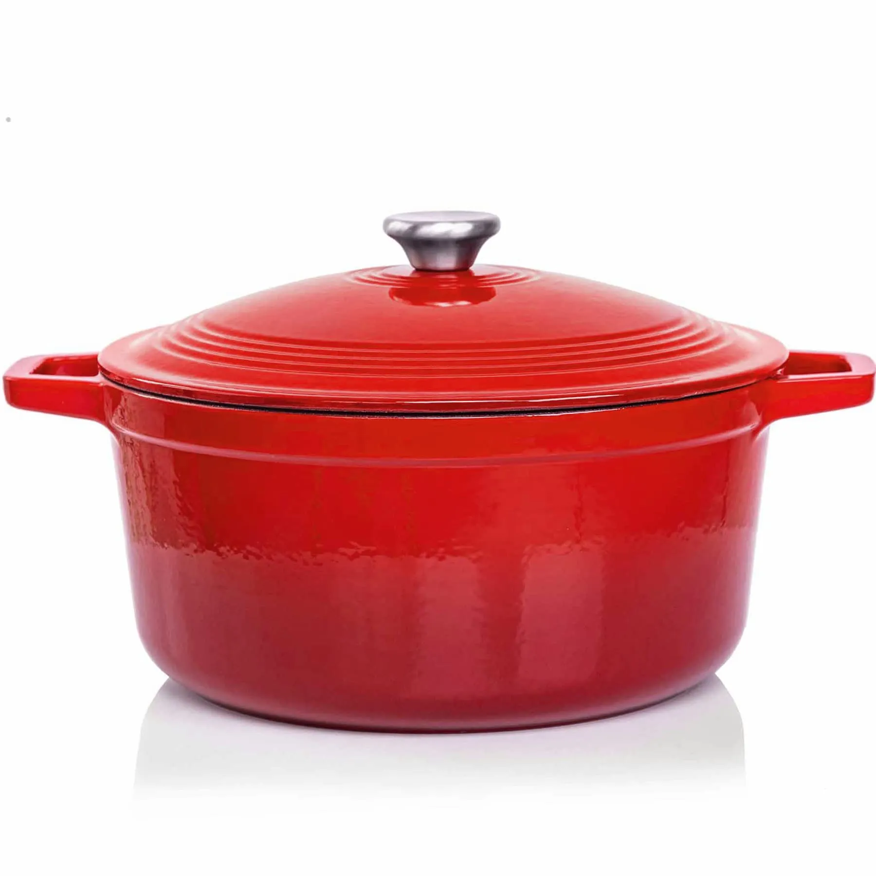 Casseruola in Ghisa Smaltata VeoHome Rosso 6L Ø28cm