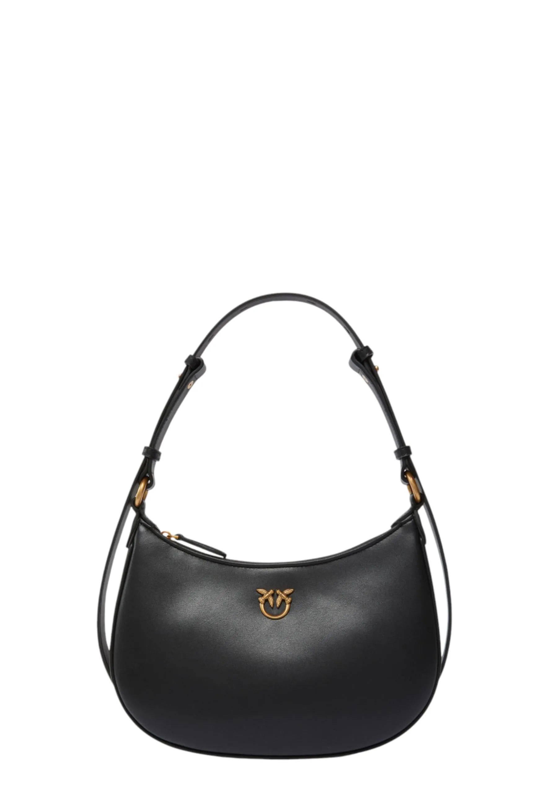 Pinko Half Moon Mini FL Vitello Seta Borsa Donna Nero-Antique Gold