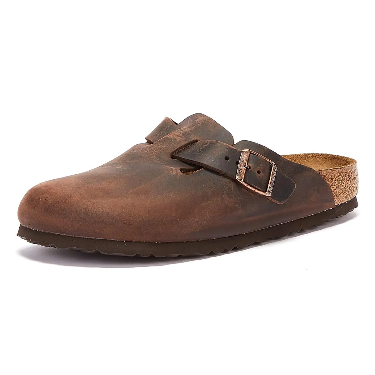 Birkenstock Boston Zoccoli Unisex Adulto - Pelle Marrone Habana - EU 44 (Stretta)