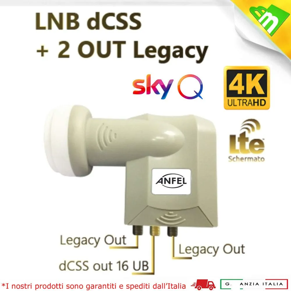 LNB dCSS/SCR 16UB con 2 Uscite Legacy Universali per SkyQ - Anfel