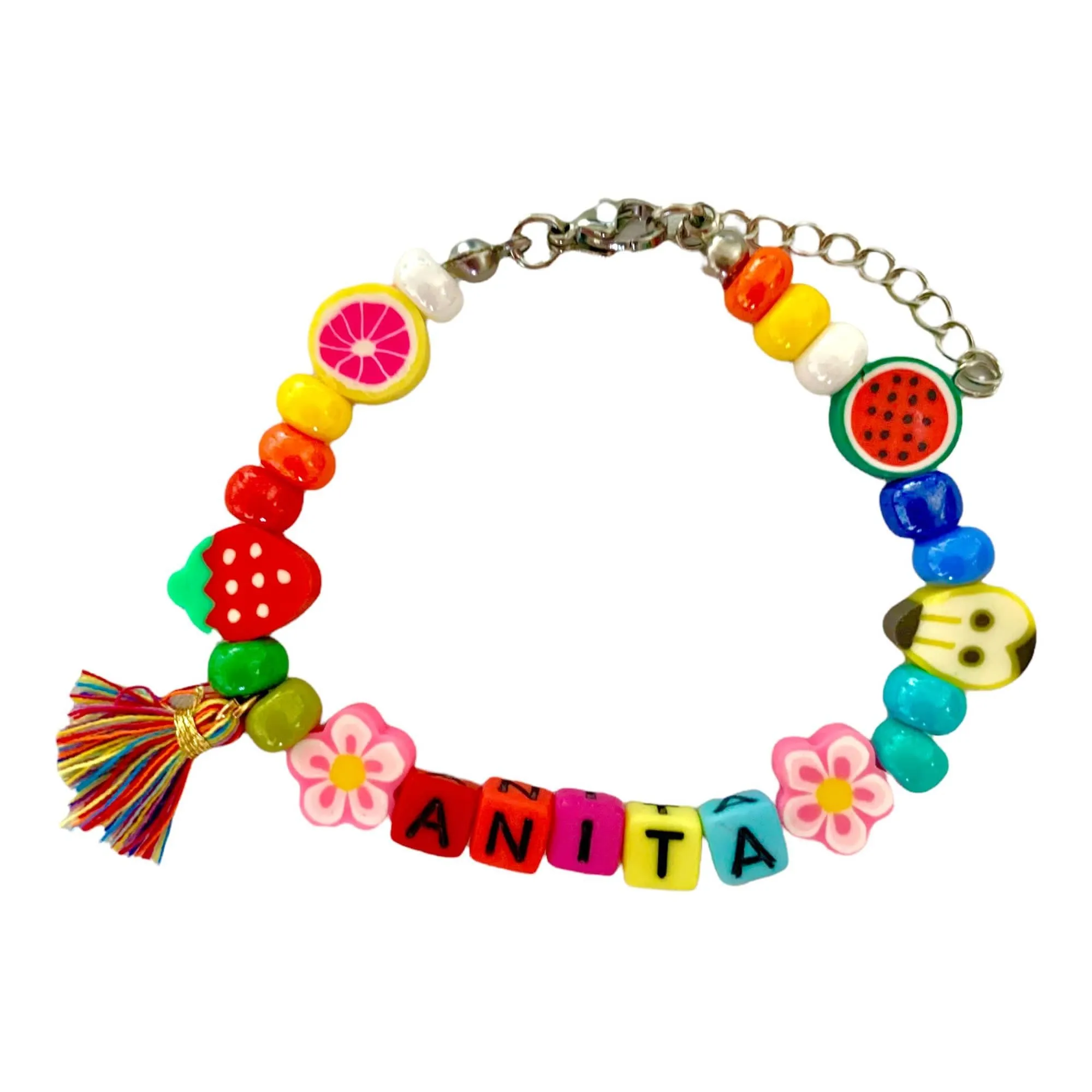 Vero Bijoux Bracciale perline colorate personalizzato con Nome
